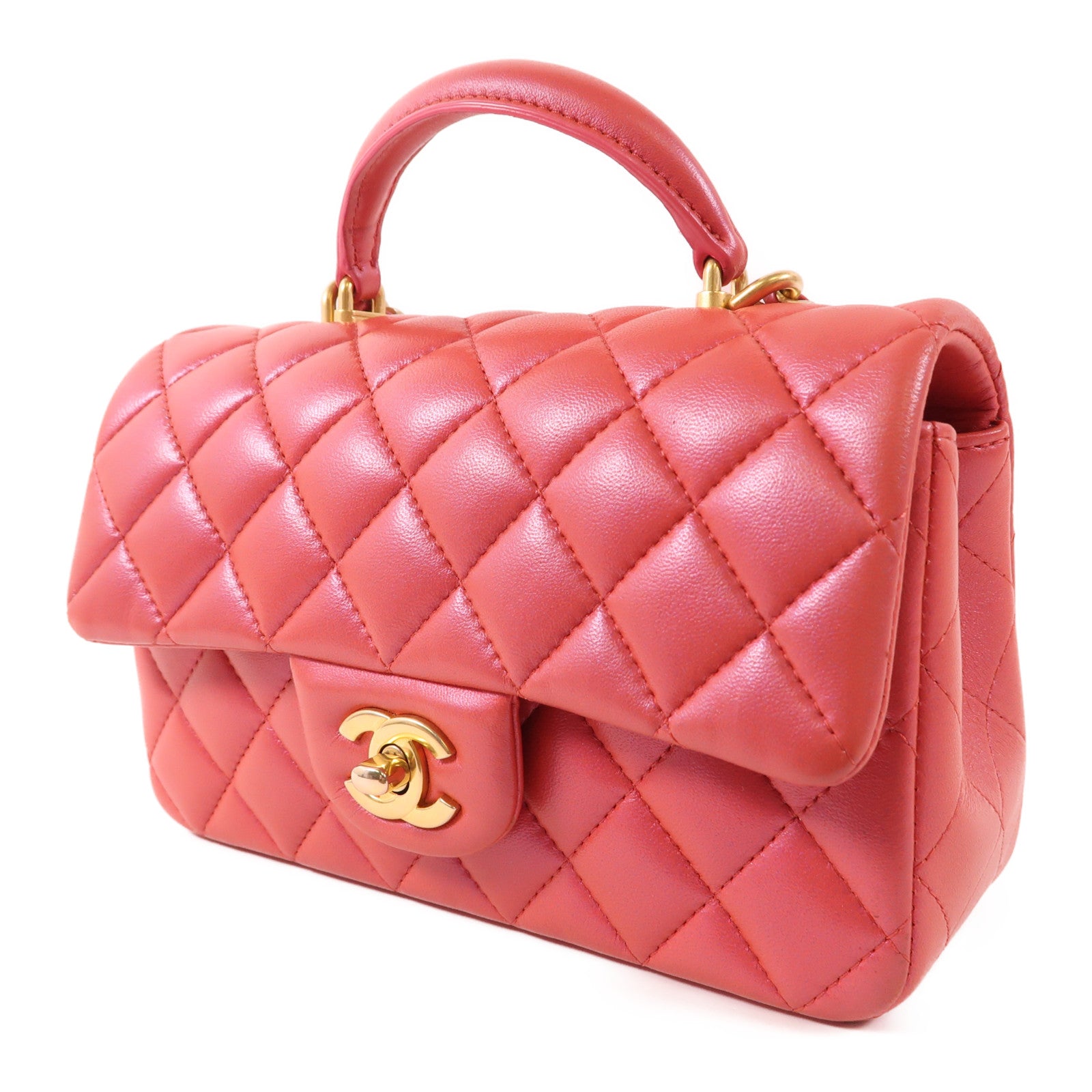 CHANEL 羊皮皮革Mini Flap Bag金扣手挽肩背兩用袋