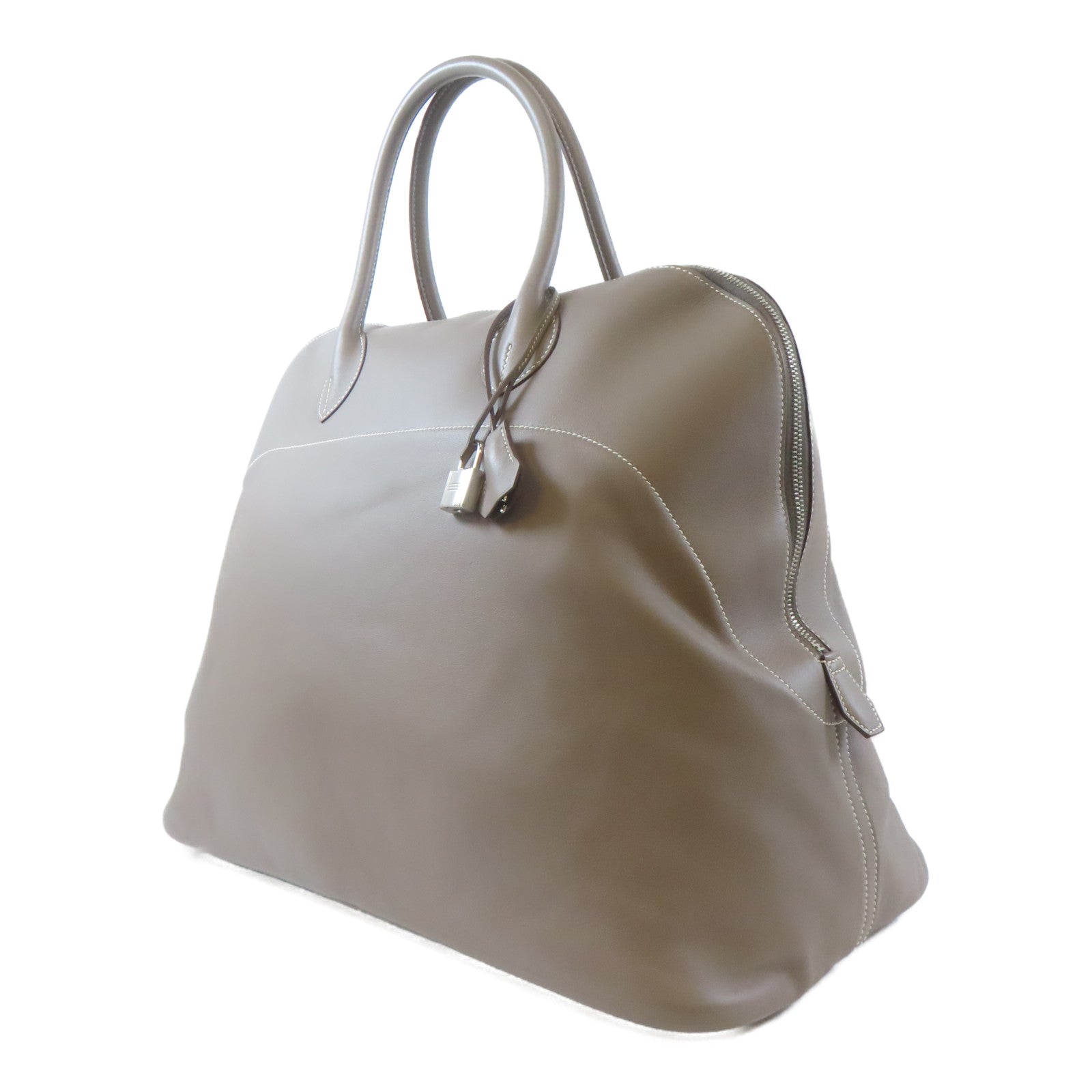 HERMES Sikkim皮革Bolide Relax 45銀扣手挽袋Gris Souris/灰色