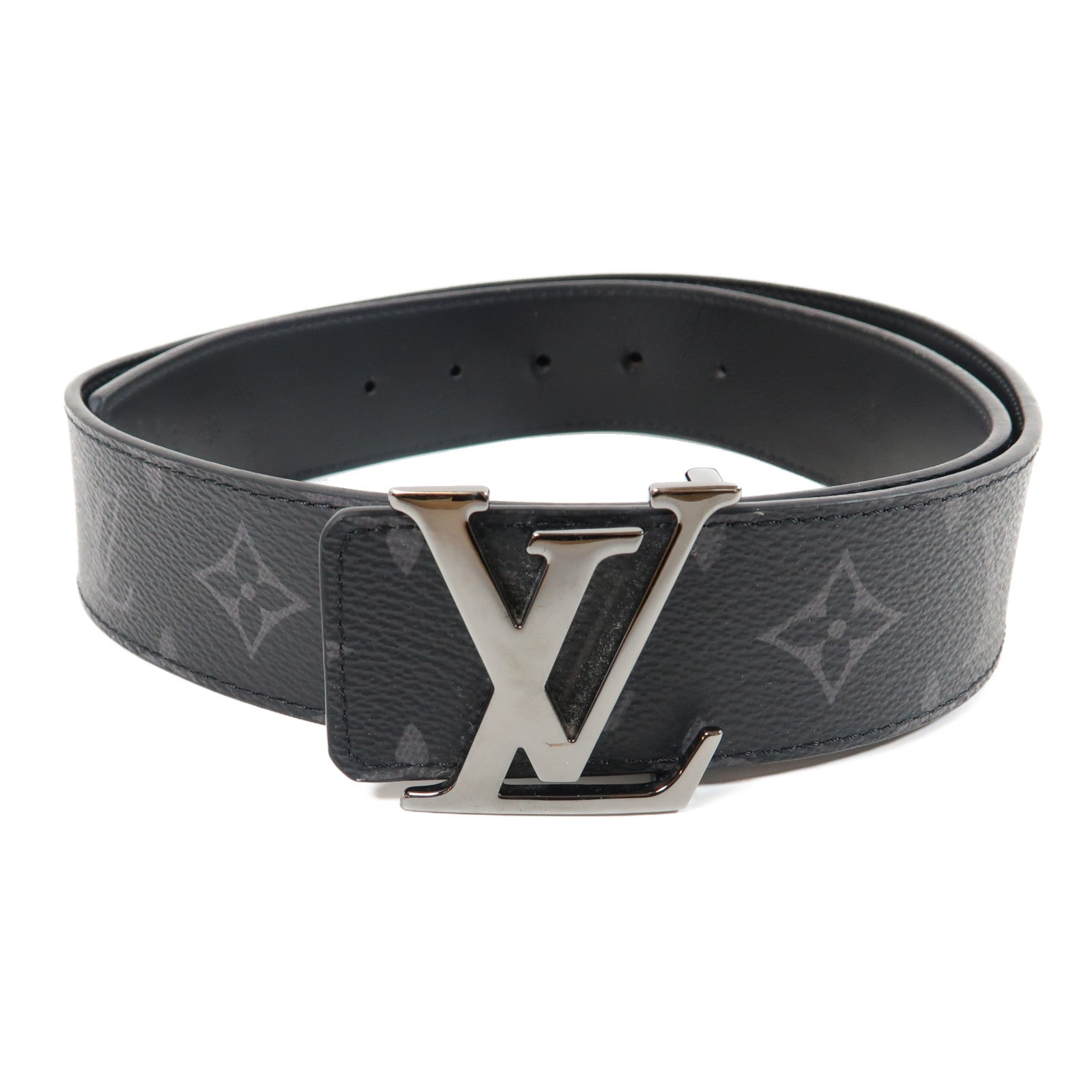 LOUIS VUITTON Monogram Eclipse Initiales 40MM Reversible Belt銀扣皮帶