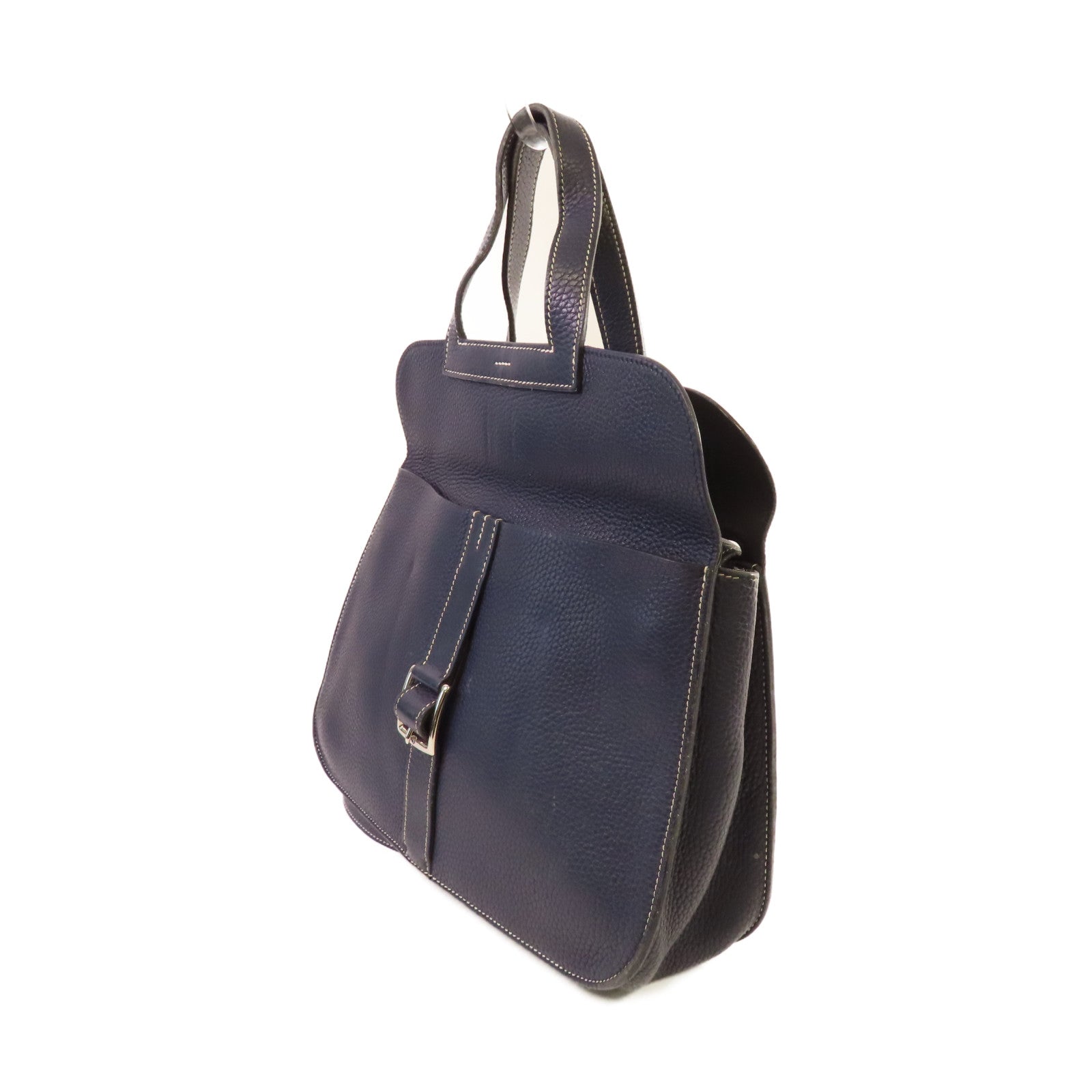 HERMES 【激減優惠】Clemence皮革Halzan 31 2Way Shoulder Bag銀扣手挽肩背兩用袋Bleu Saphir寶石藍色