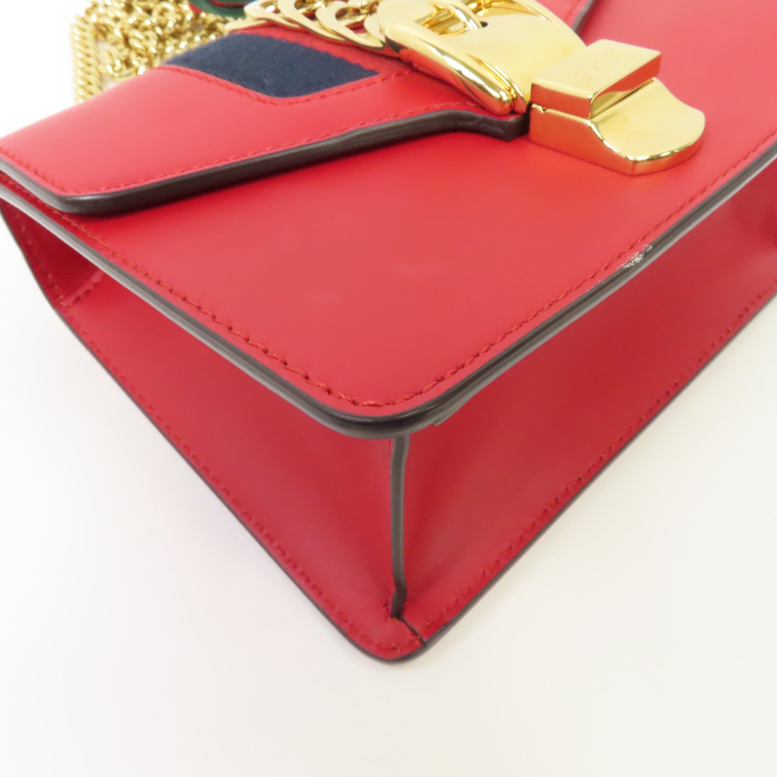 GUCCI 【激減優惠】牛皮皮革Sylvie金扣肩背袋紅色