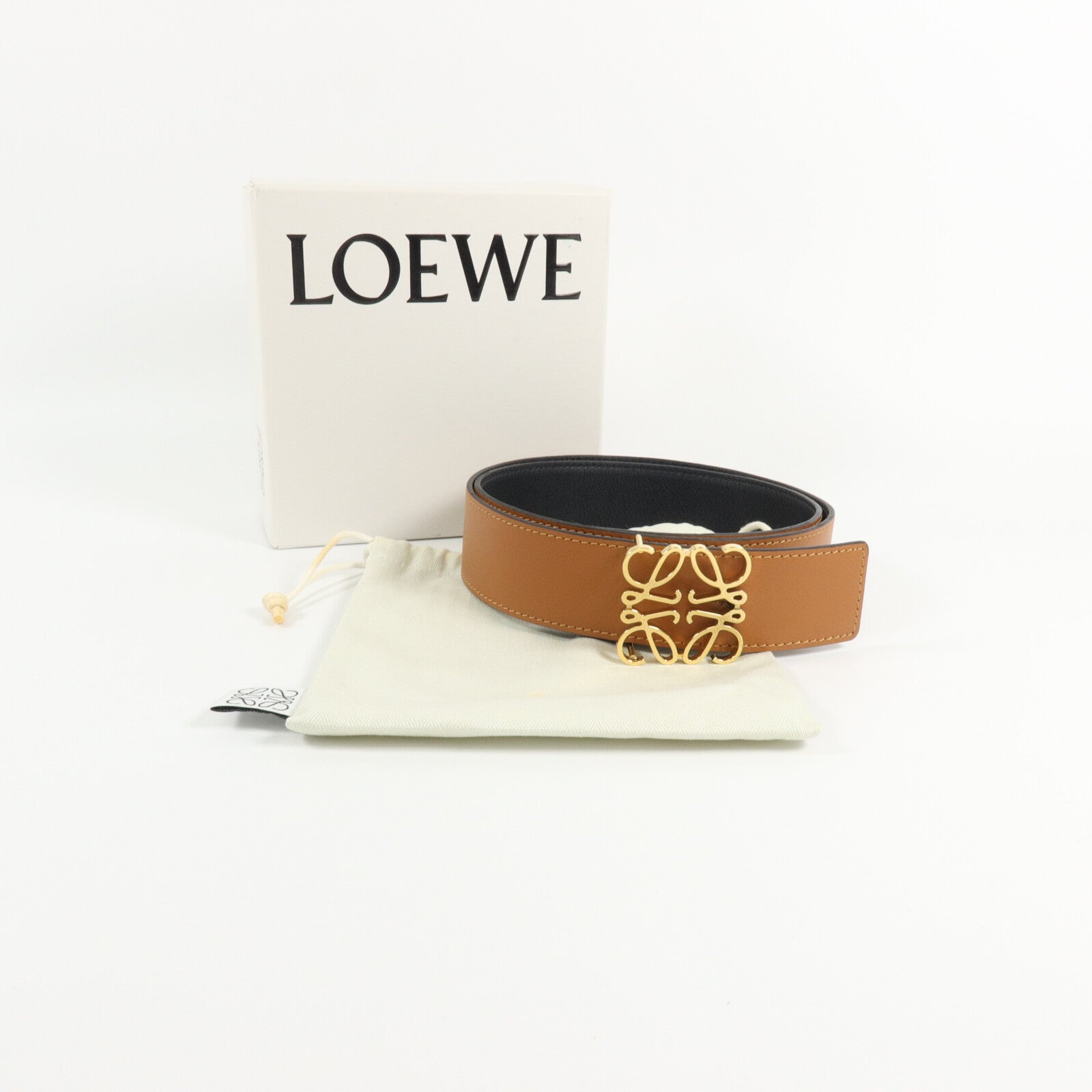 LOEWE 牛皮皮革Reversible Anagram Belt皮帶