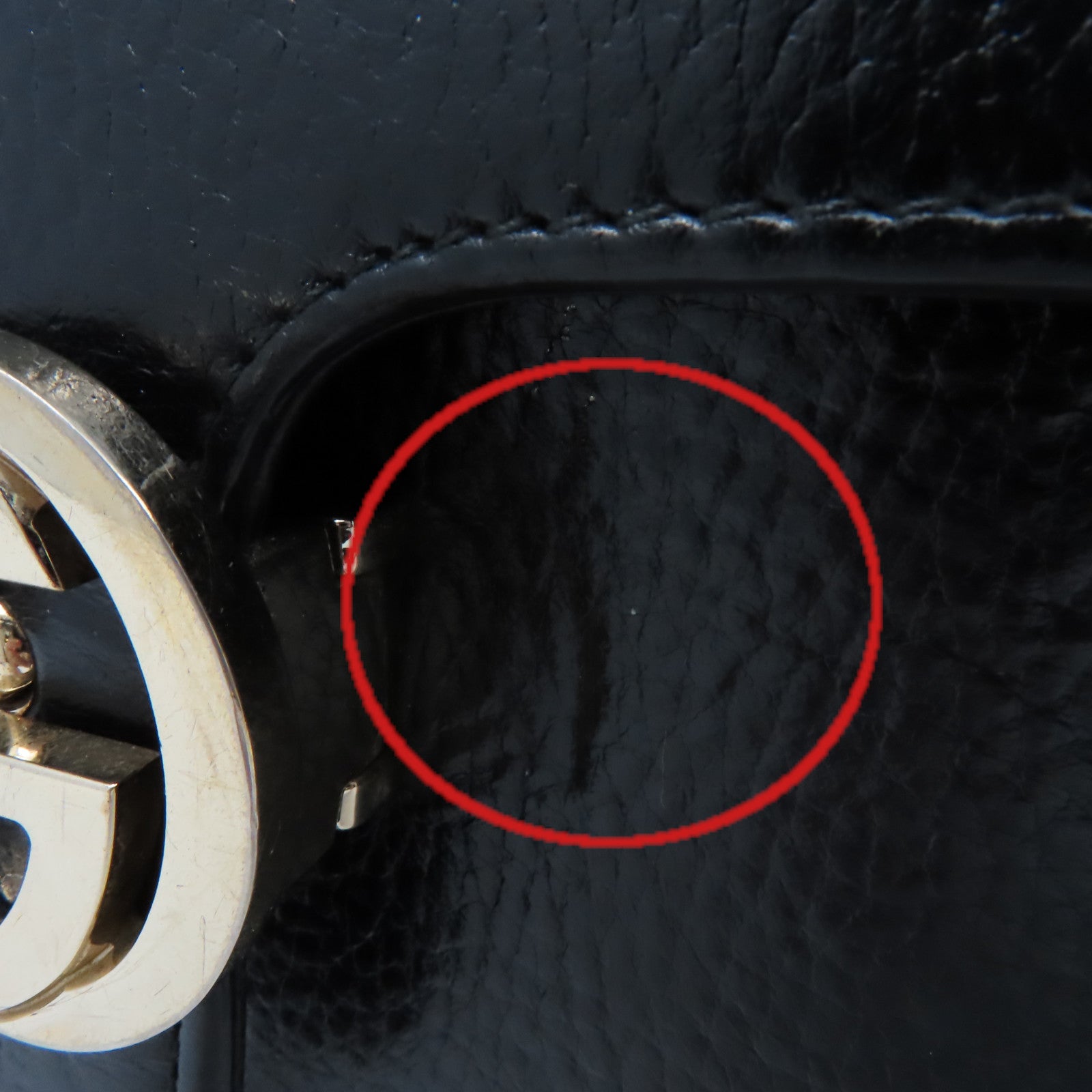 GUCCI 牛皮皮革Chain Shoulder Bag金扣鏈帶肩背袋黑色