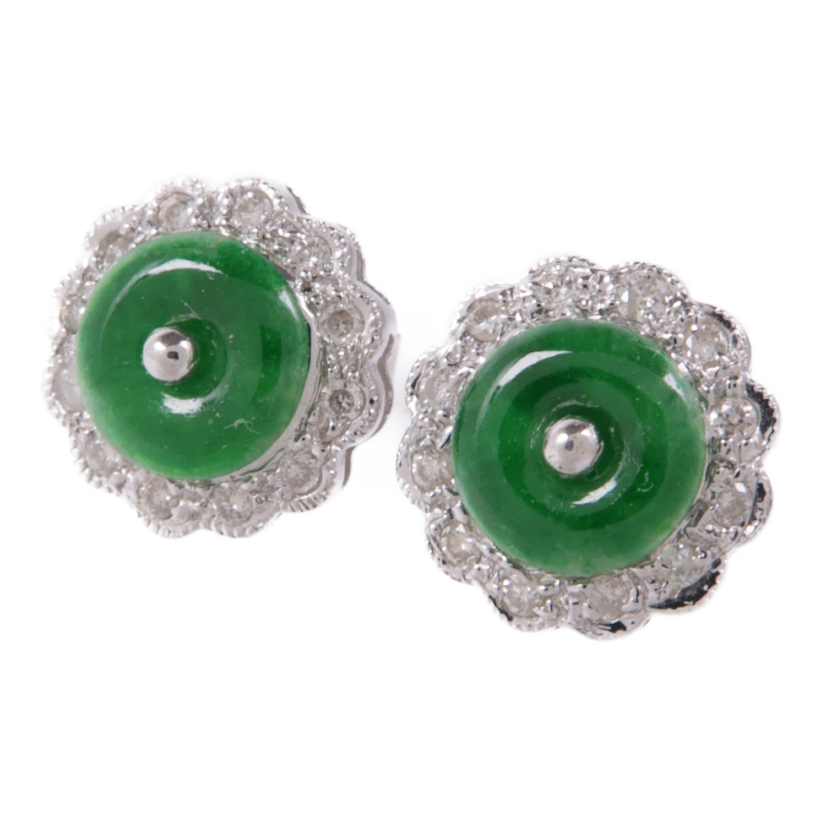 JEWELRY 18K白金Jade/Diamond Earrings翡翠/鑽石耳環