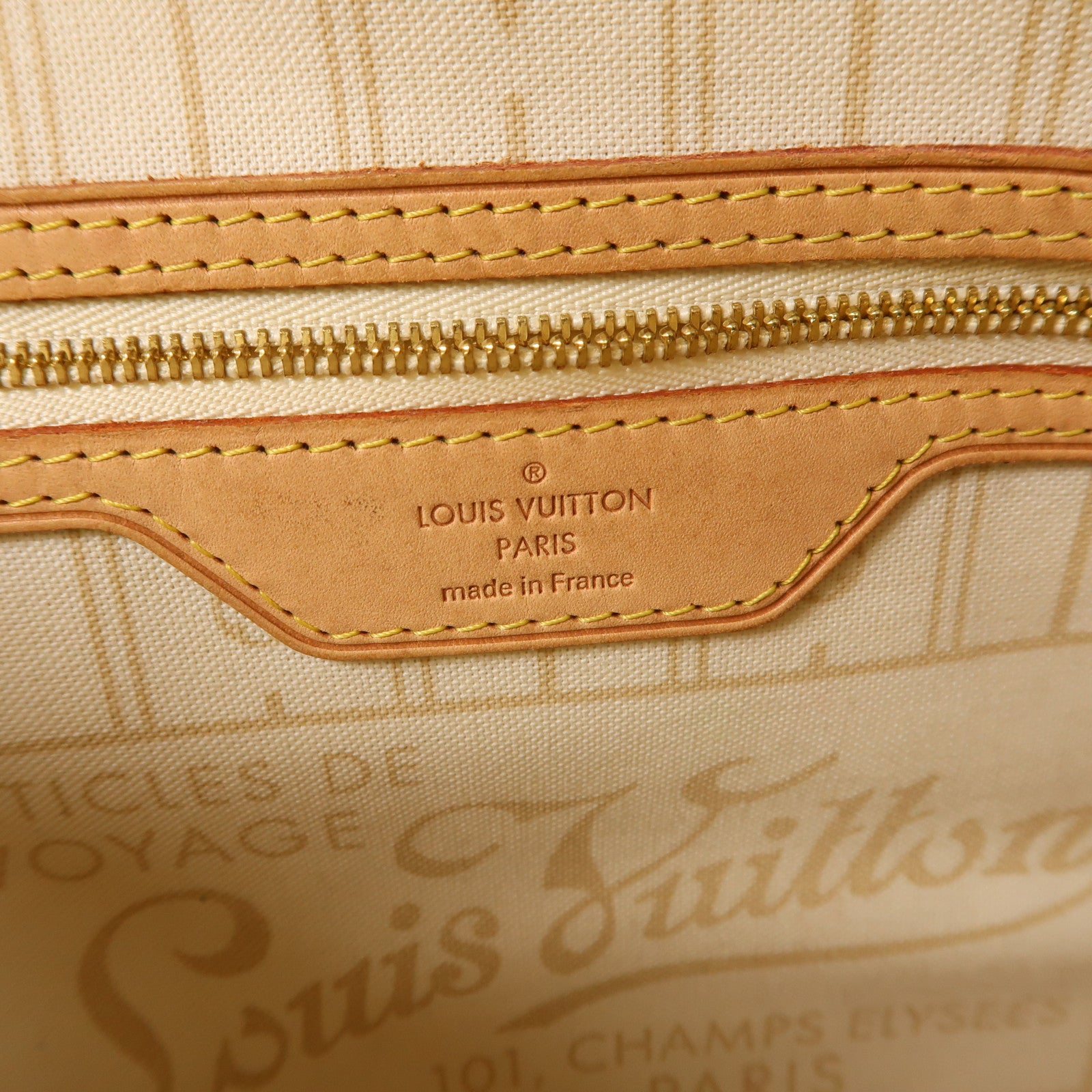 LOUIS VUITTON Damier Azur Neverfull PM金扣手挽袋