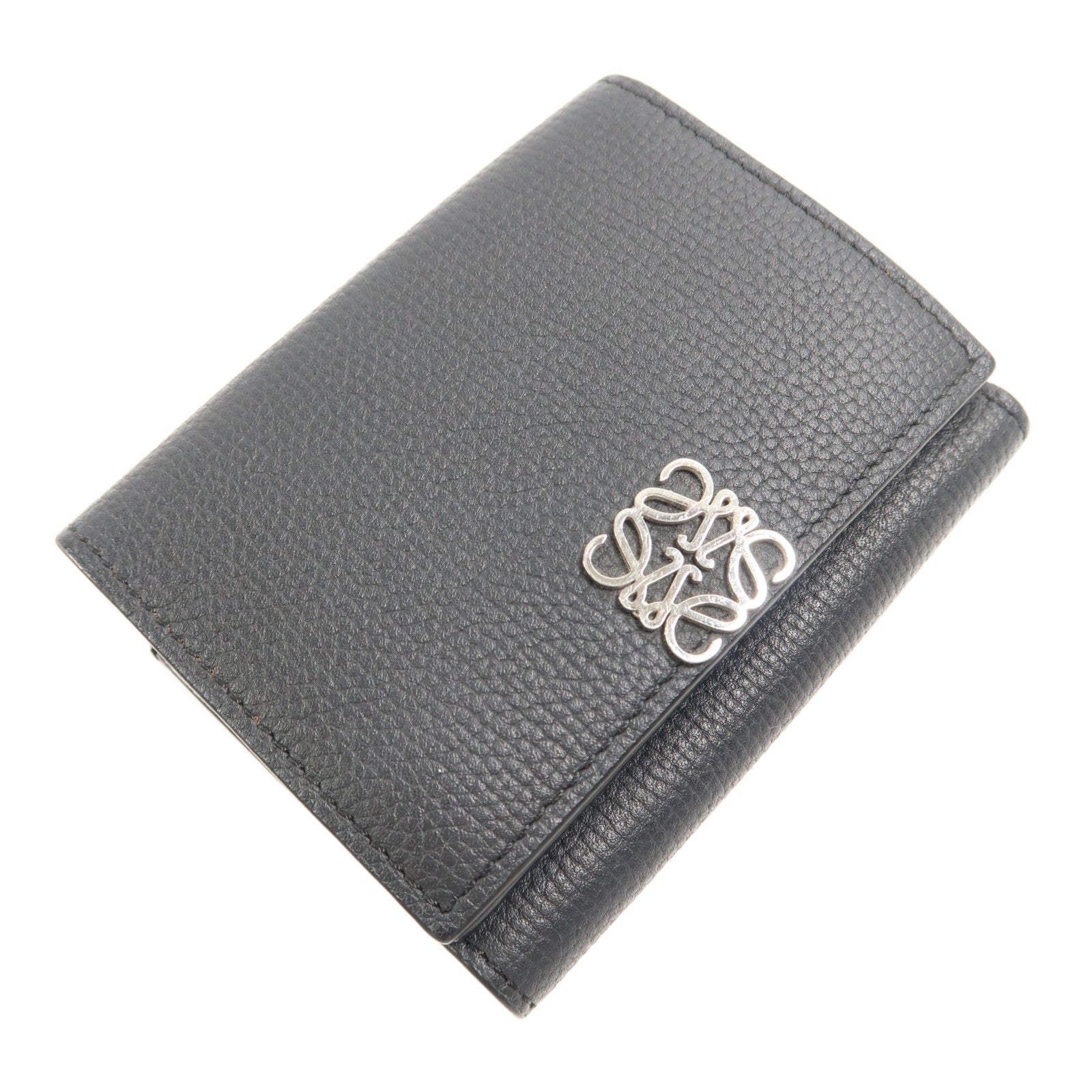 LOEWE SHW Anagram Trifold Wallet C821TR2X16 Calfskin Leather Black