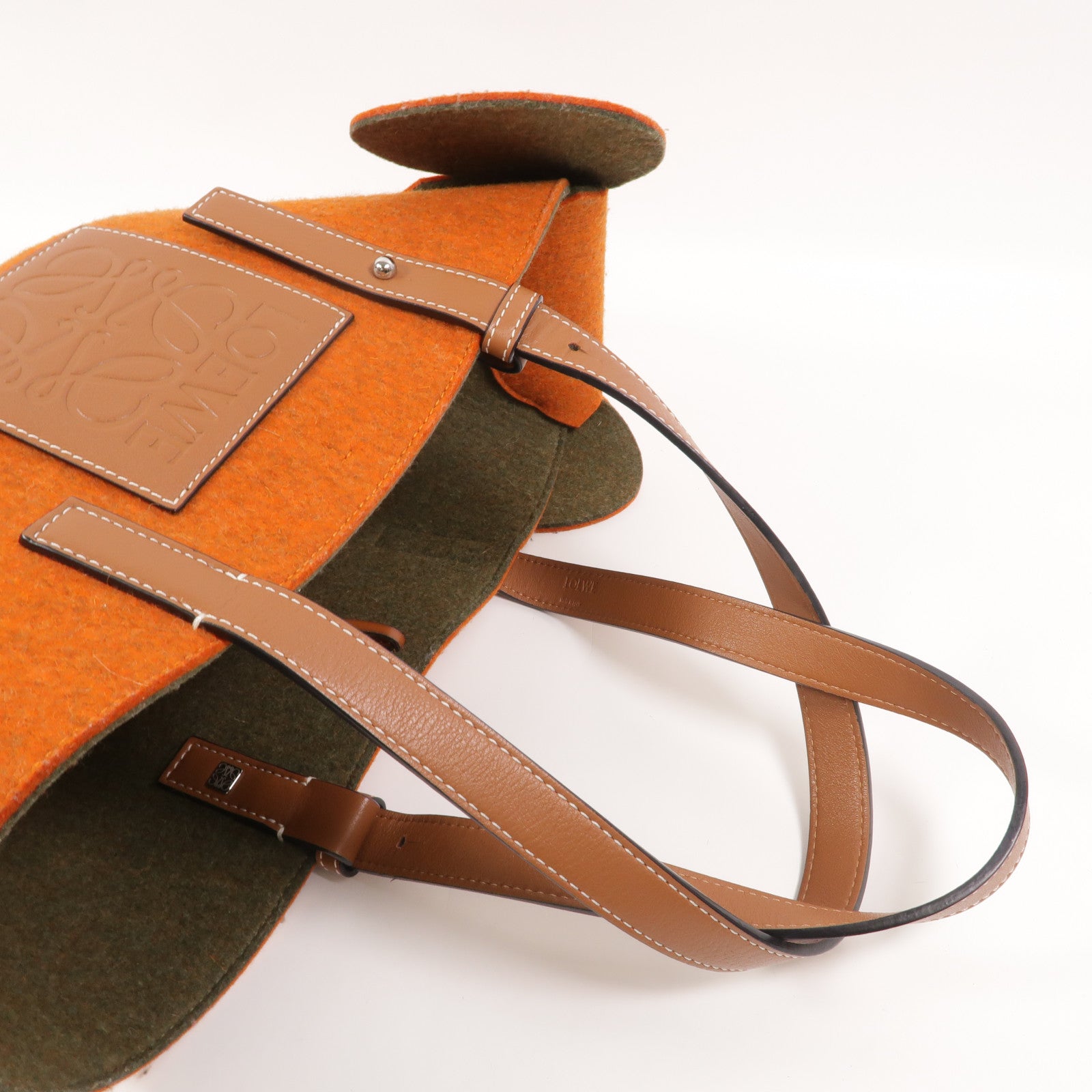 LOEWE Wool Felt/牛皮皮革Basket Small手挽袋