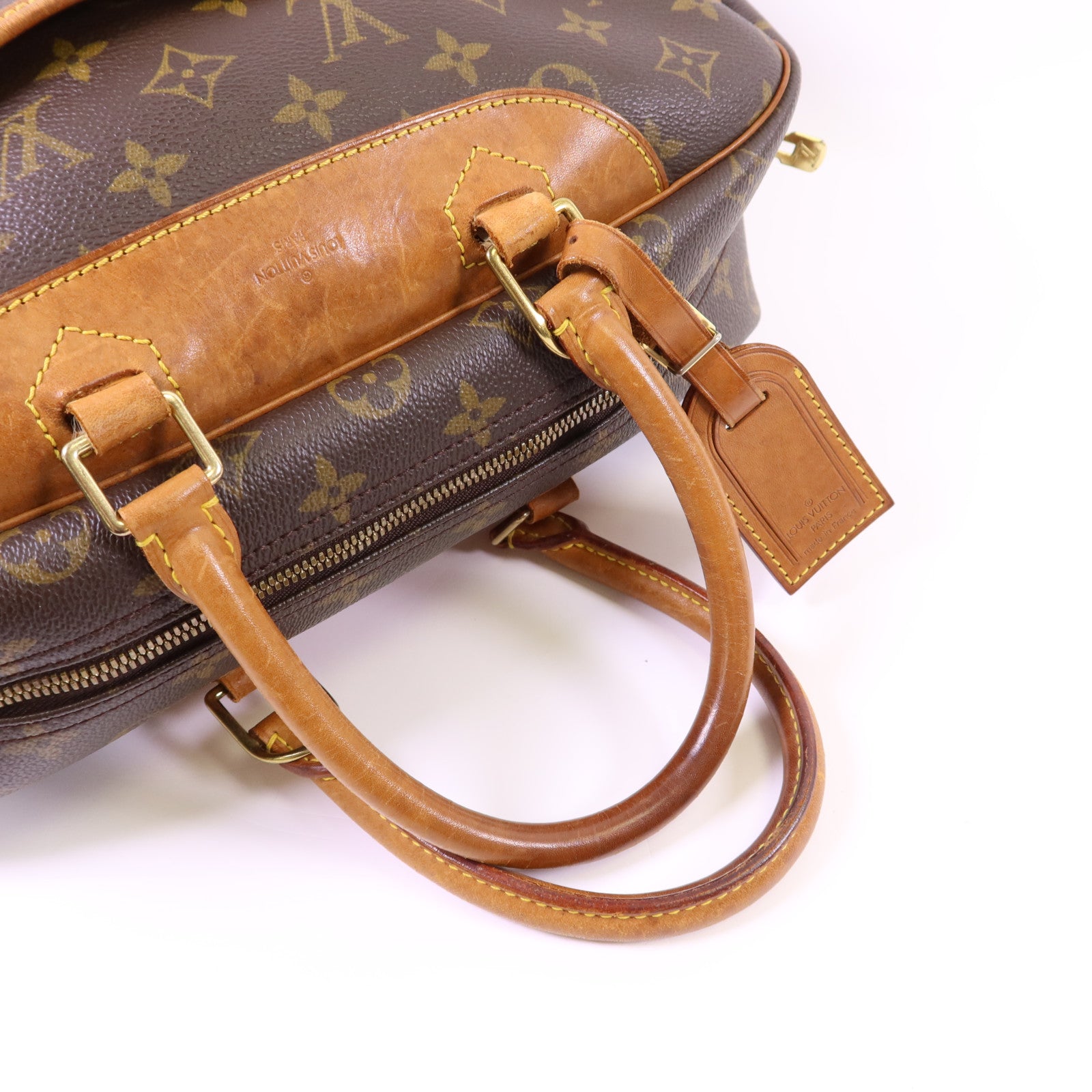 LOUIS VUITTON Monogram Deauville金扣手挽袋棕色