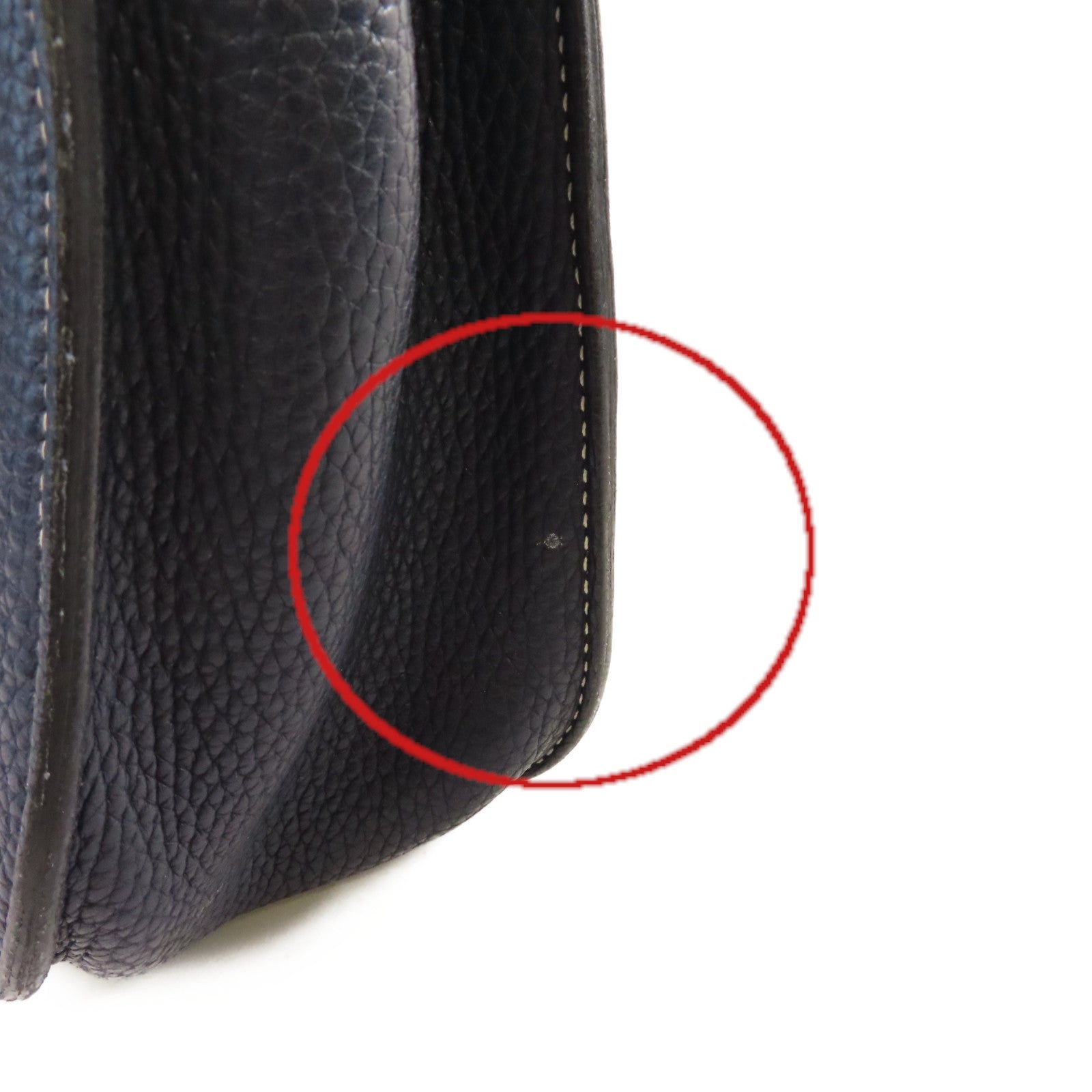 HERMES 【激減優惠】Clemence皮革Halzan 31 2Way Shoulder Bag銀扣手挽肩背兩用袋Bleu Saphir寶石藍色