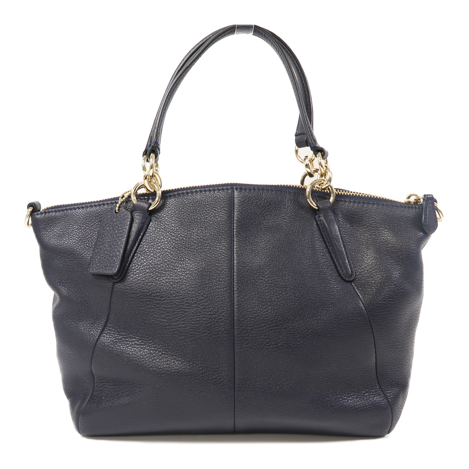COACH 牛皮皮革Sholder Bag金扣手挽肩背兩用袋深藍色
