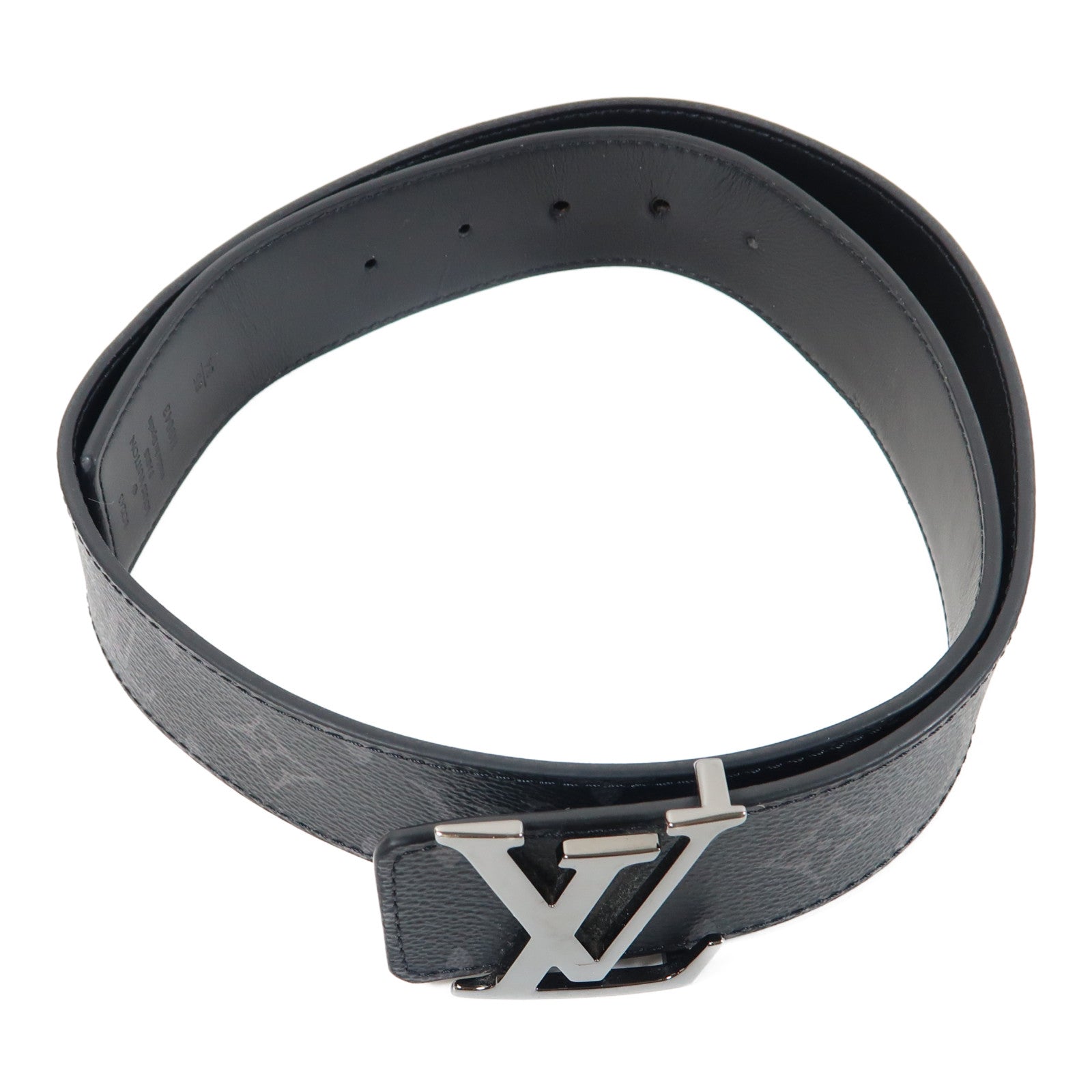 LOUIS VUITTON Monogram Eclipse Initiales 40MM Reversible Belt銀扣皮帶