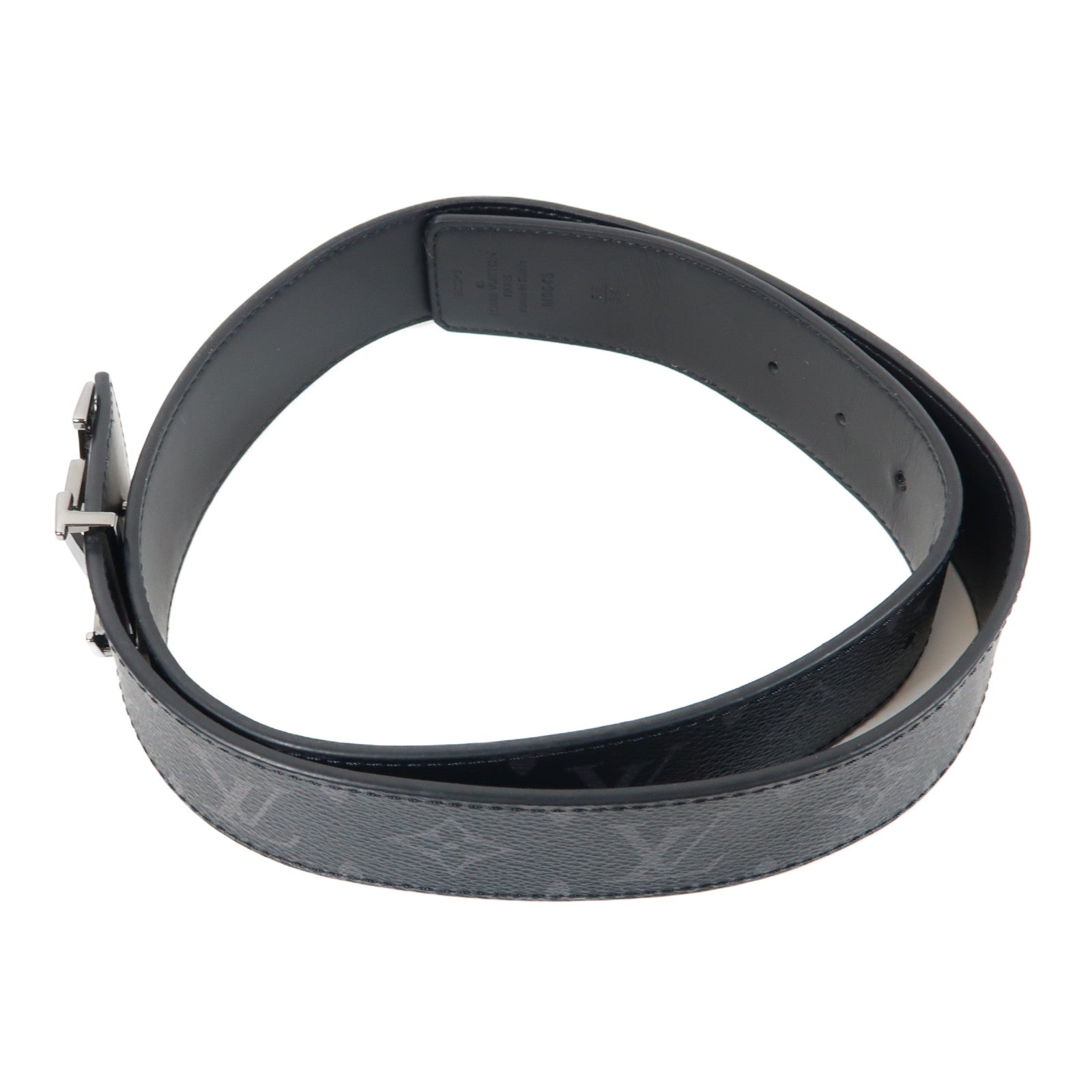 LOUIS VUITTON Monogram Eclipse Initiales 40MM Reversible Belt銀扣皮帶
