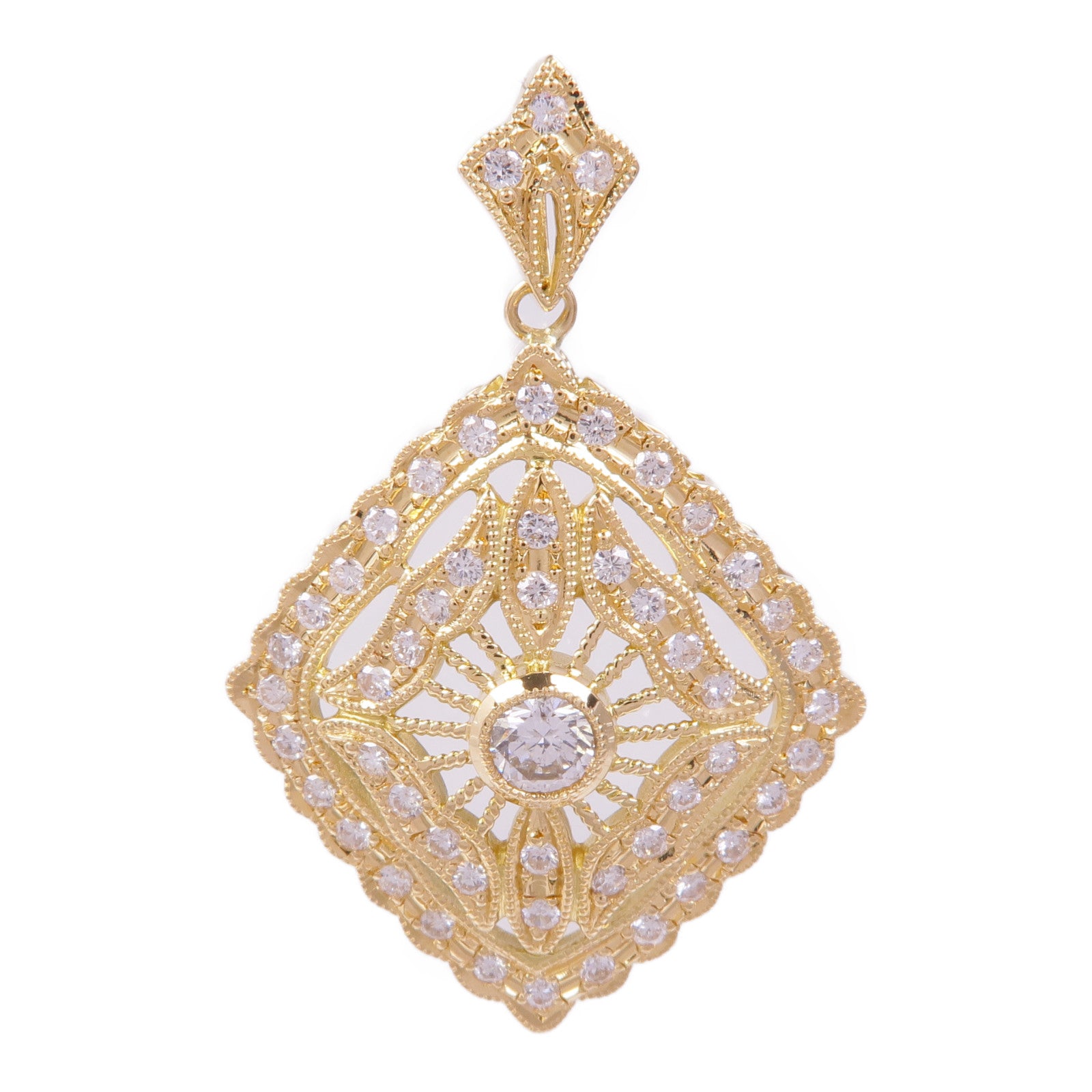 JEWELRY 18K黃金Diamond Pendant Top鑽石吊墜