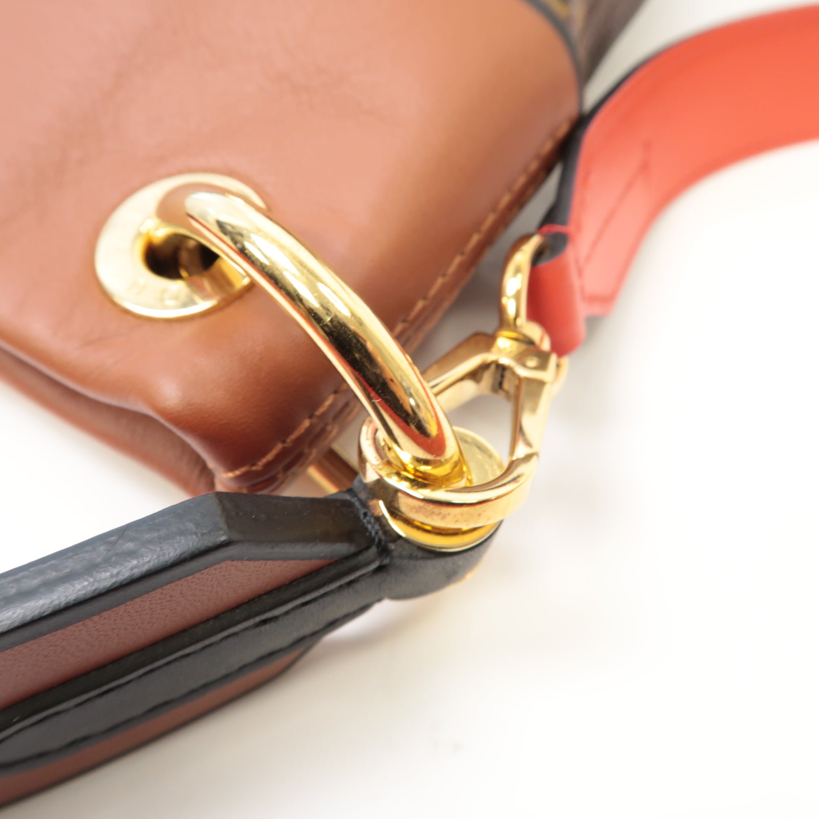 LOUIS VUITTON Monogram Tuileries Besace金扣手挽肩背兩用袋啡色/紅色