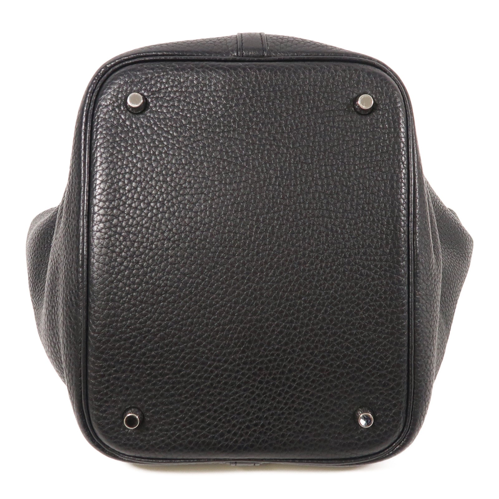 HERMES Clemence皮革Picotin MM銀扣手挽袋89 Noir