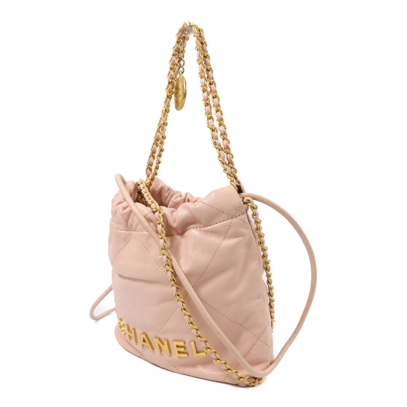 CHANEL 牛皮皮革Chanel 22 Mini鏈帶手挽肩背兩用袋