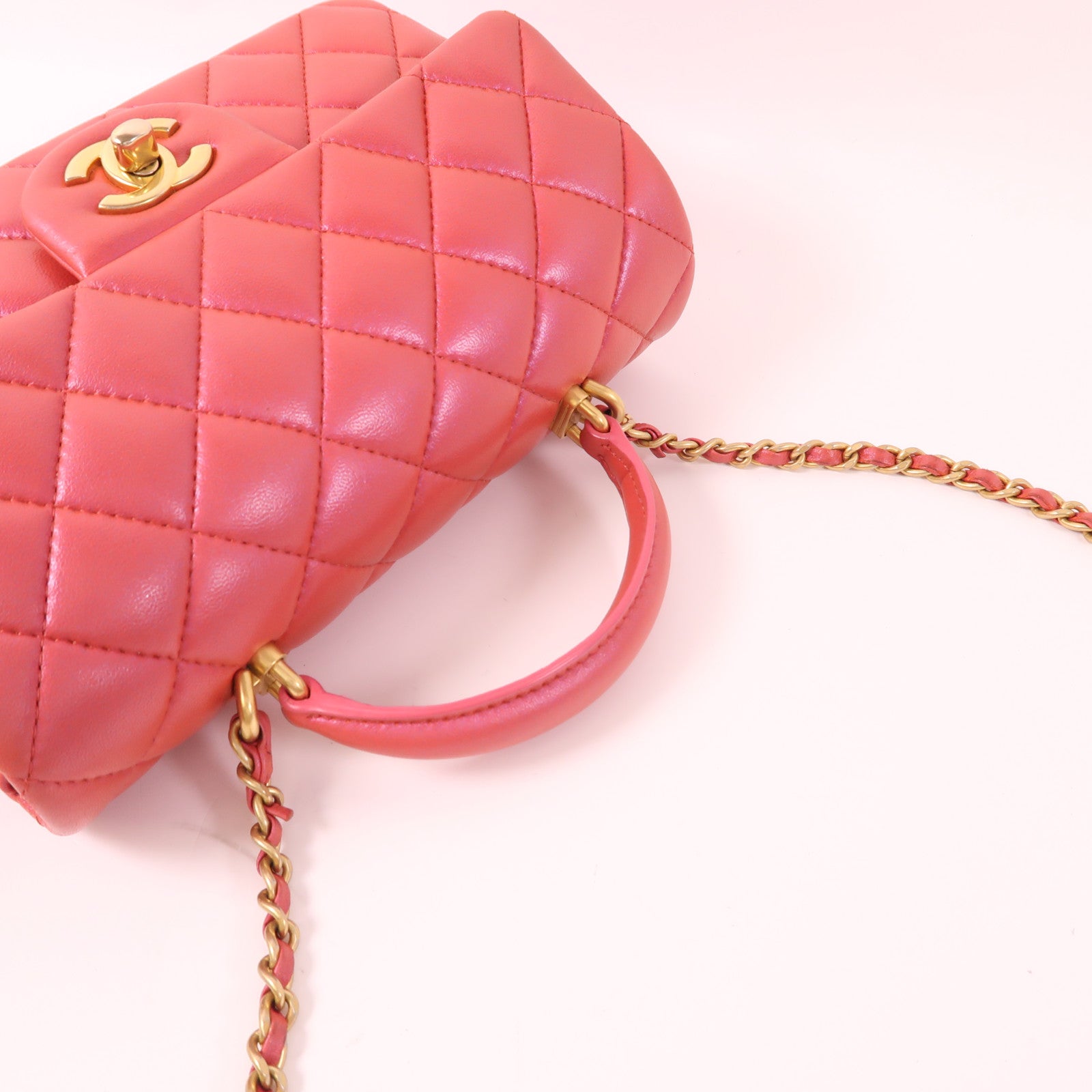 CHANEL 羊皮皮革Mini Flap Bag金扣手挽肩背兩用袋
