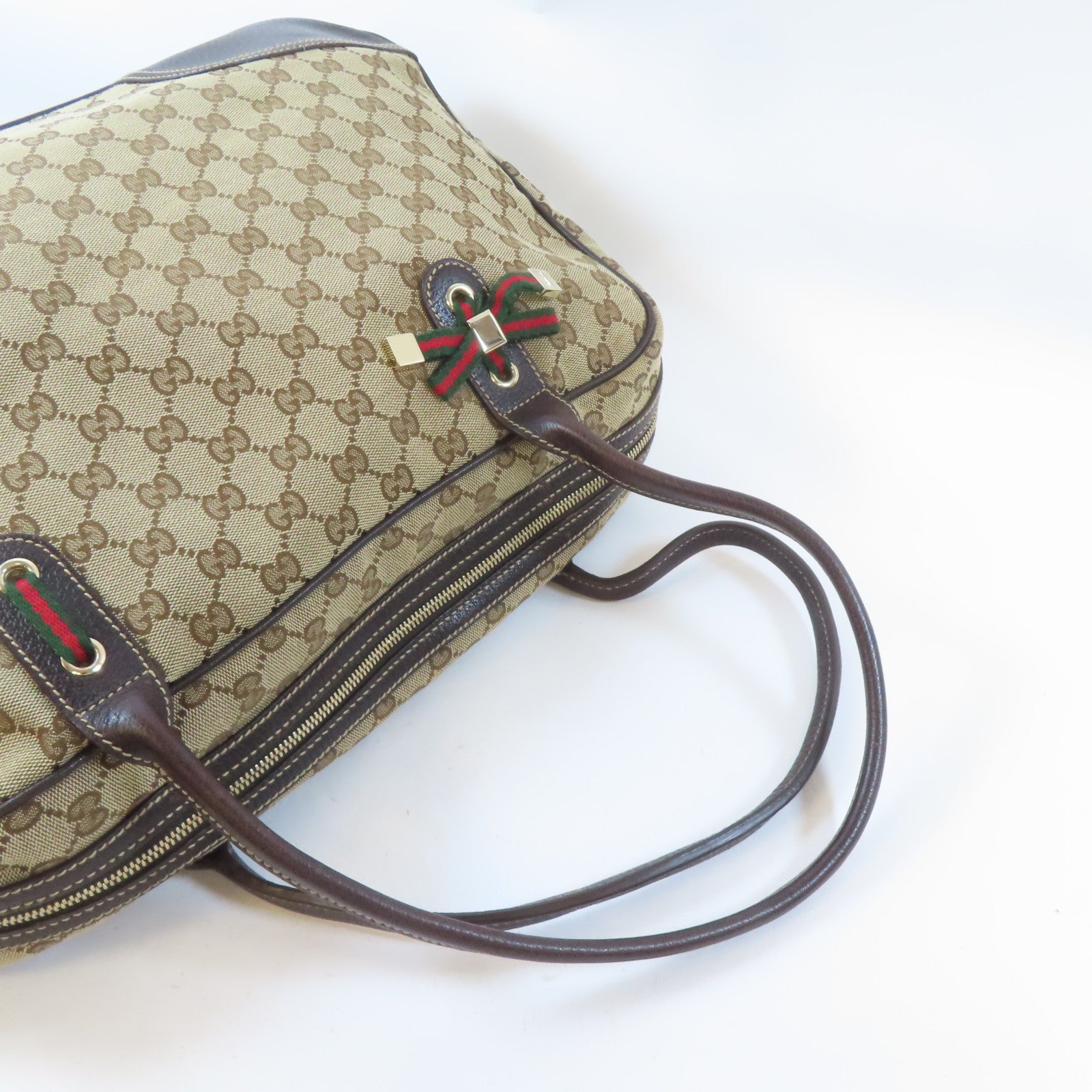 GUCCI 帆布Shoulder Bag金扣肩背袋啡色