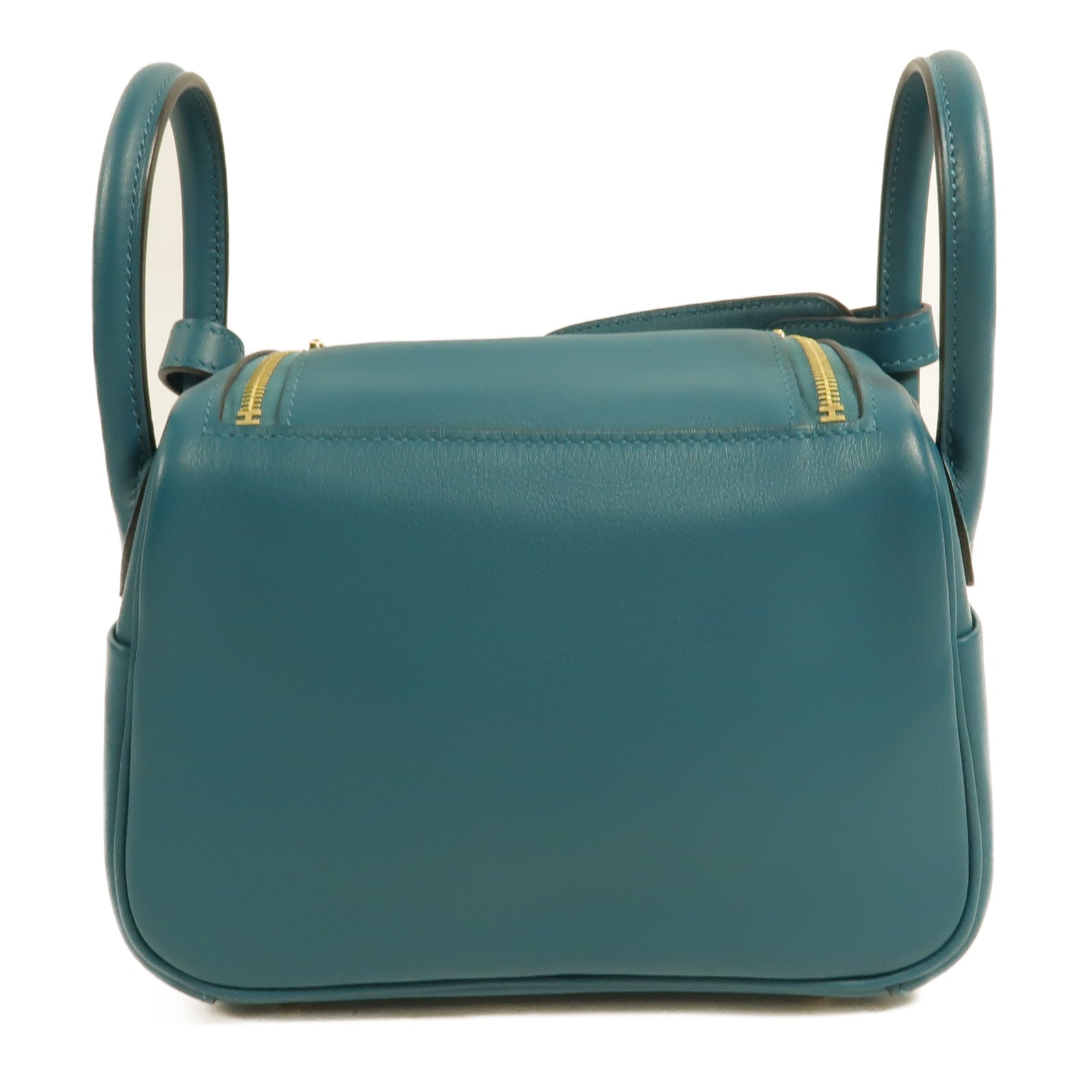 HERMES Swift皮革Mini Lindy金扣手挽肩背兩用袋Vert Bosphore