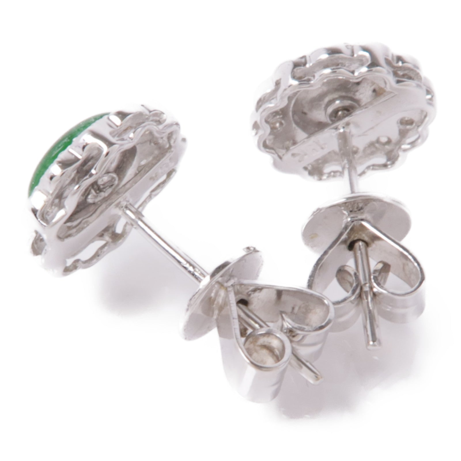 JEWELRY 18K白金Jade/Diamond Earrings翡翠/鑽石耳環