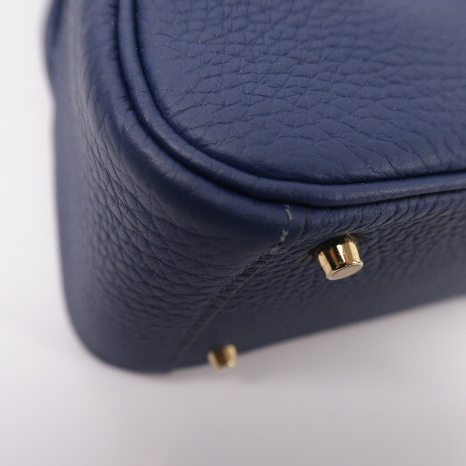 HERMES Clemence皮革Mini Lindy手挽肩背兩用袋Bleu De Prusse