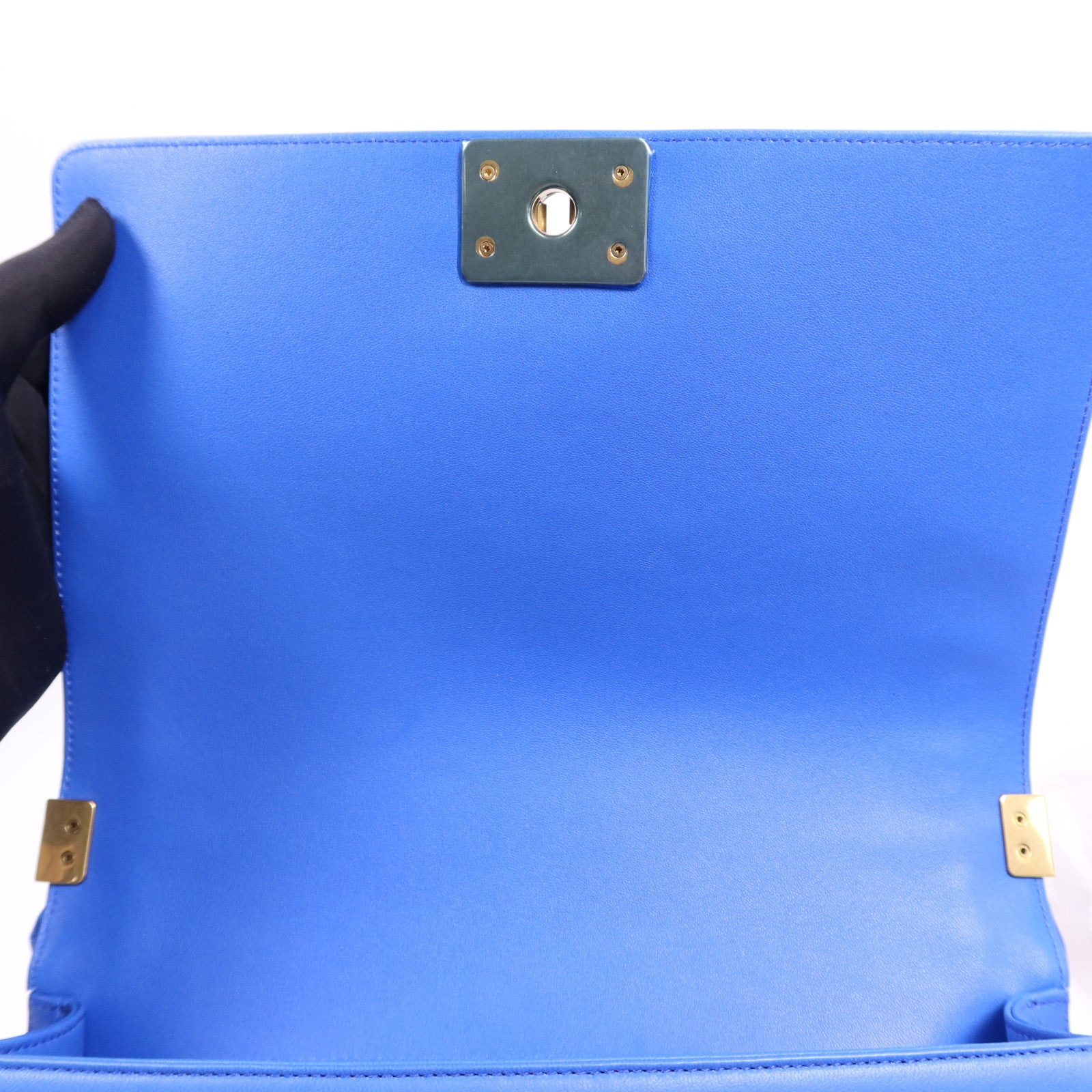 CHANEL 羊皮皮革Boy 28金扣鏈帶肩背袋