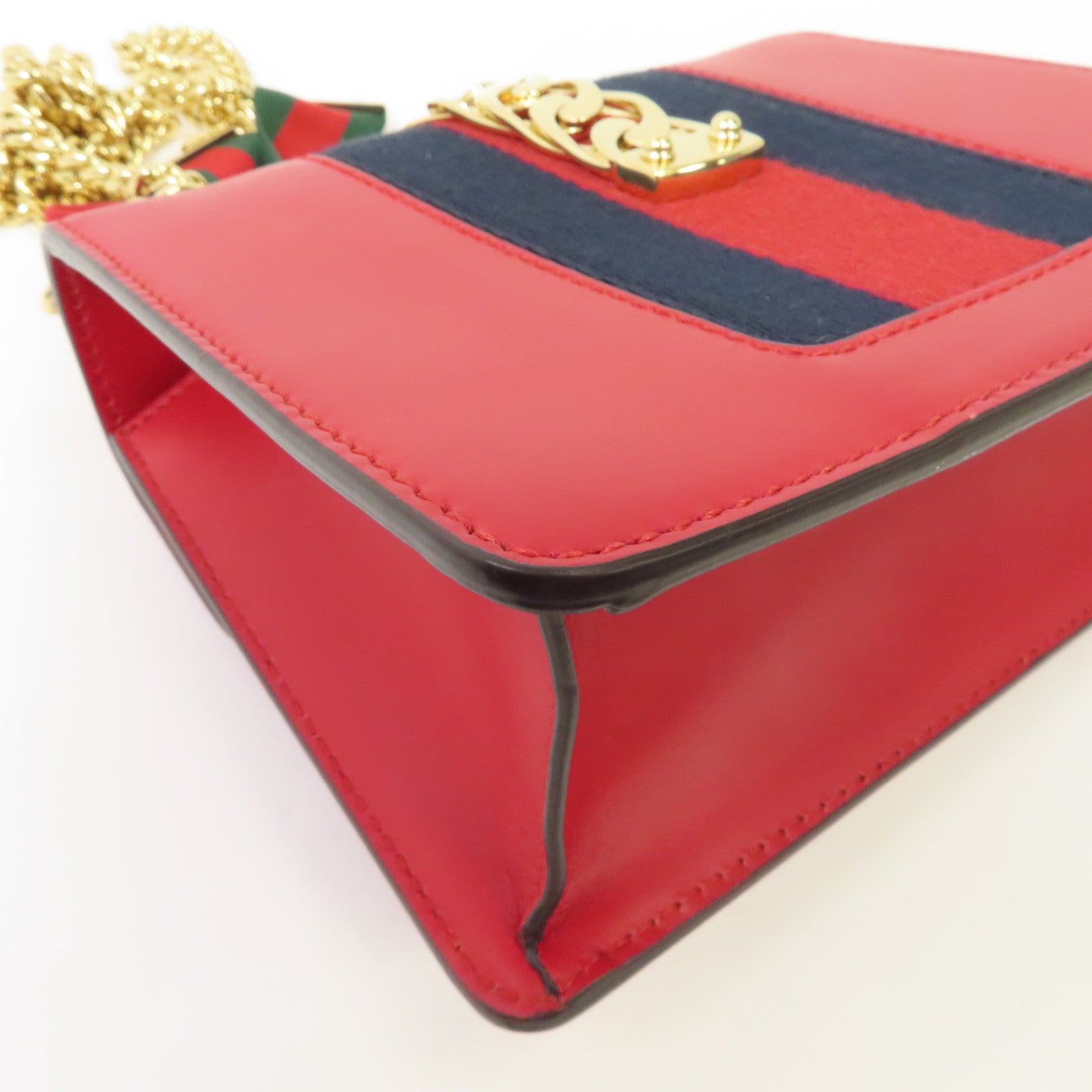 GUCCI 【激減優惠】牛皮皮革Sylvie金扣肩背袋紅色
