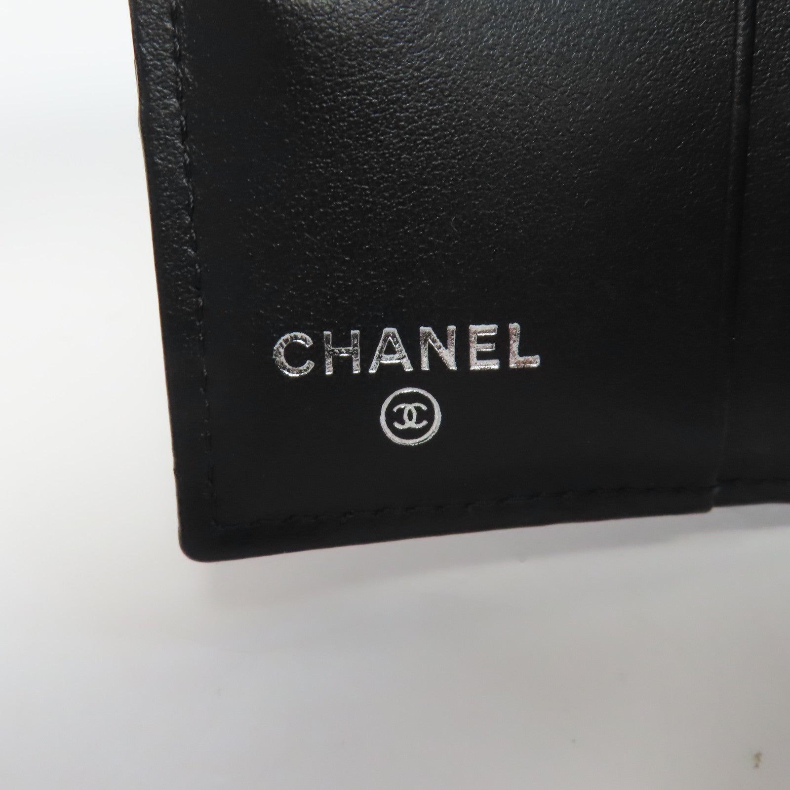 CHANEL 菱格Caviar皮革Wallet銀扣錢包黑色
