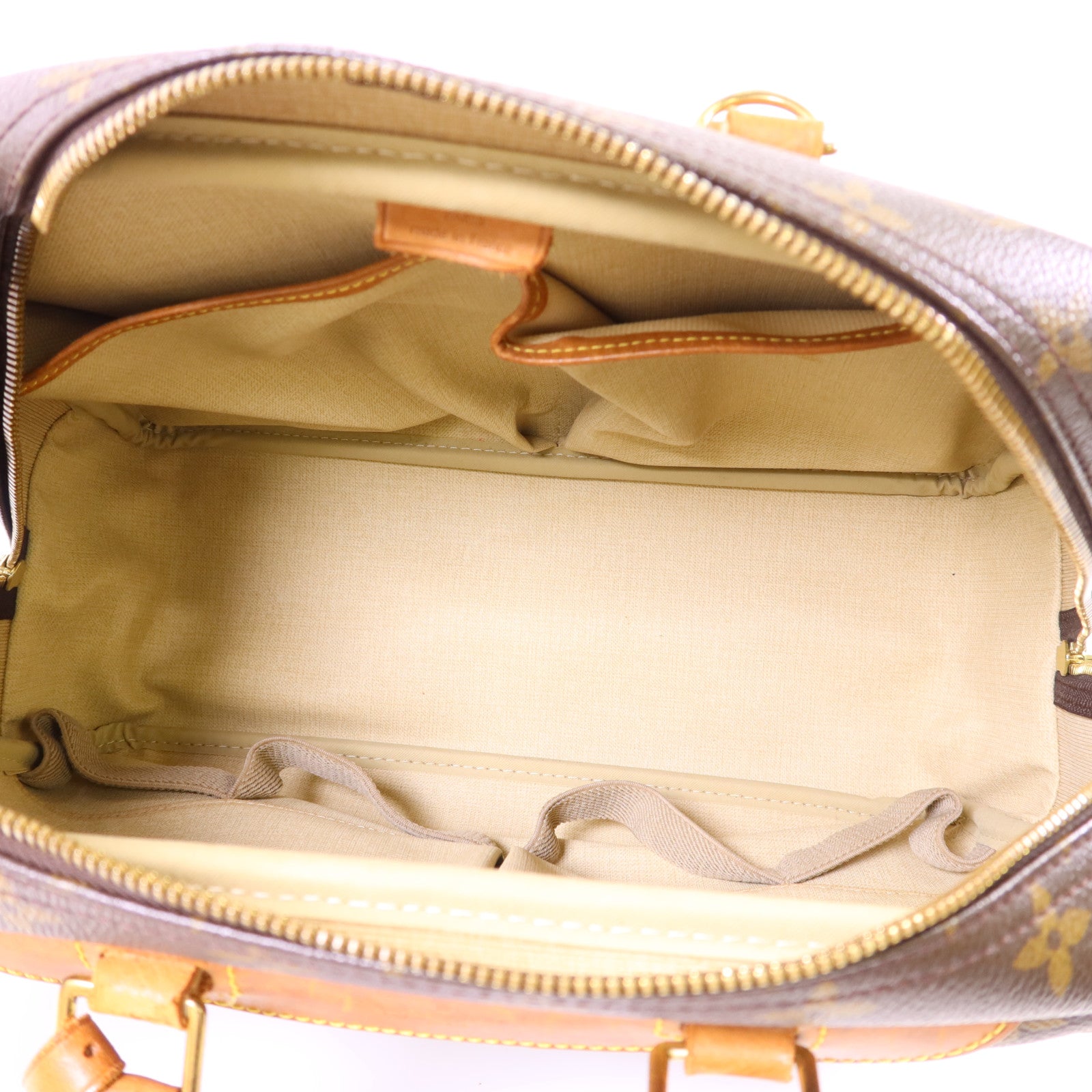 LOUIS VUITTON Monogram Deauville金扣手挽袋棕色