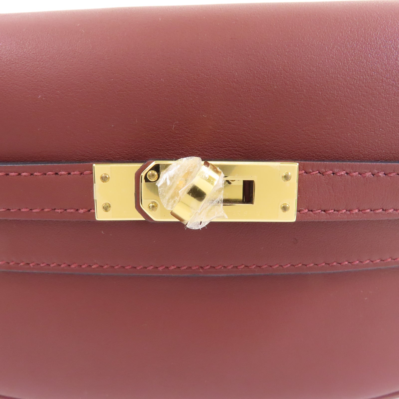 HERMES 【激減優惠】Swift皮革Kelly Moove金扣肩背袋Rouge/棕色