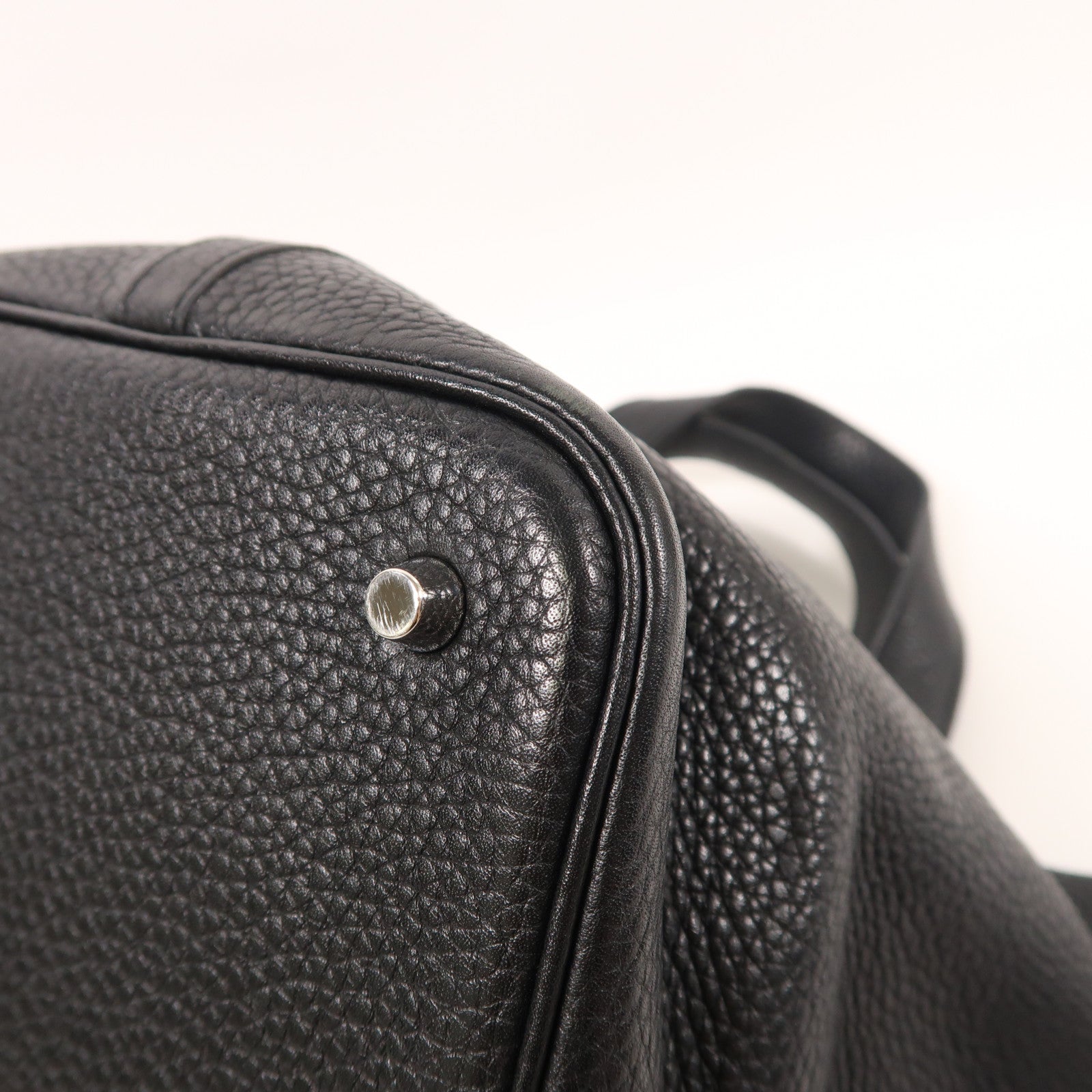 HERMES Clemence皮革Picotin MM銀扣手挽袋89 Noir