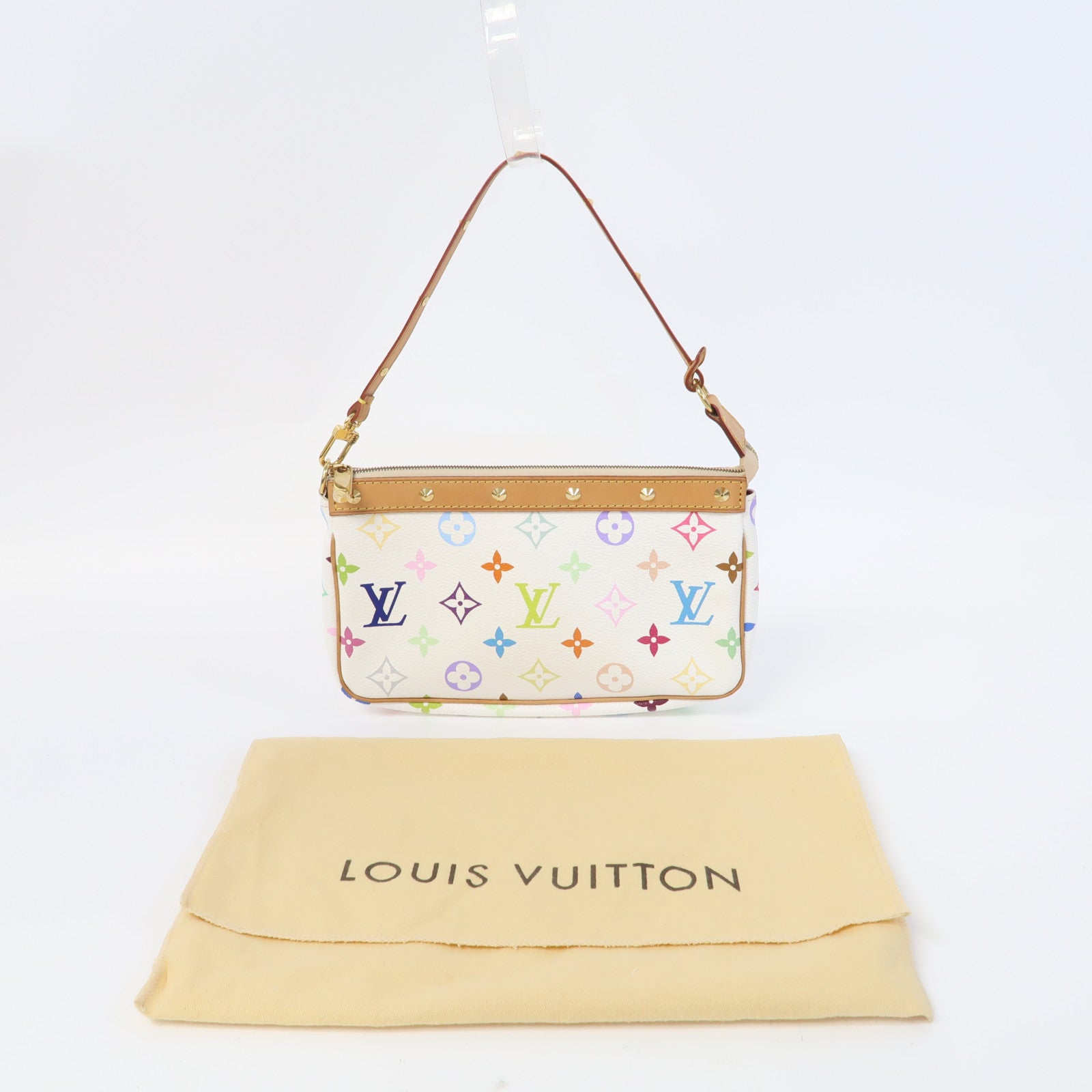 LOUIS VUITTON Monogram Multicolore Pochette Accessories金扣手拿包白色/彩色