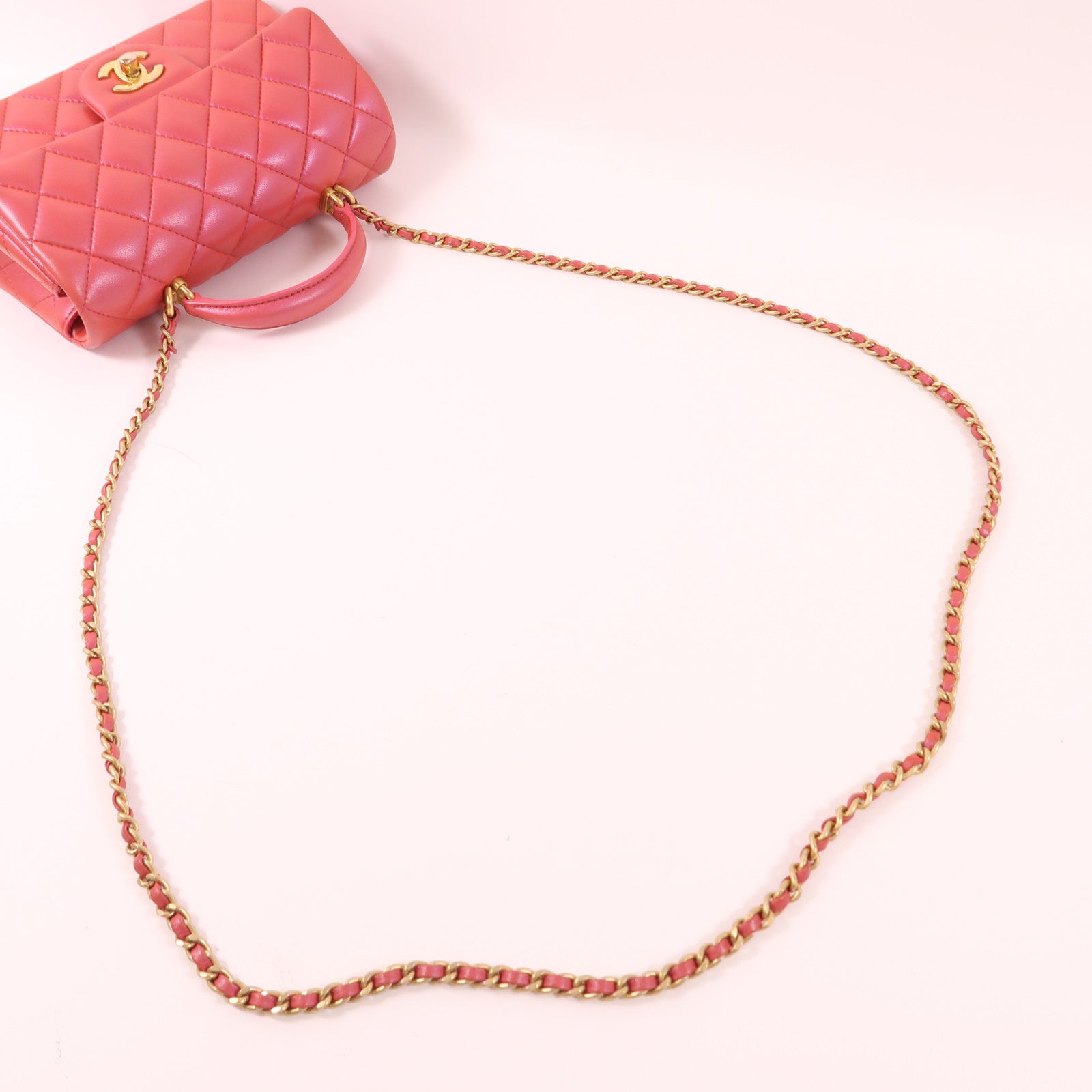 CHANEL 羊皮皮革Mini Flap Bag金扣手挽肩背兩用袋