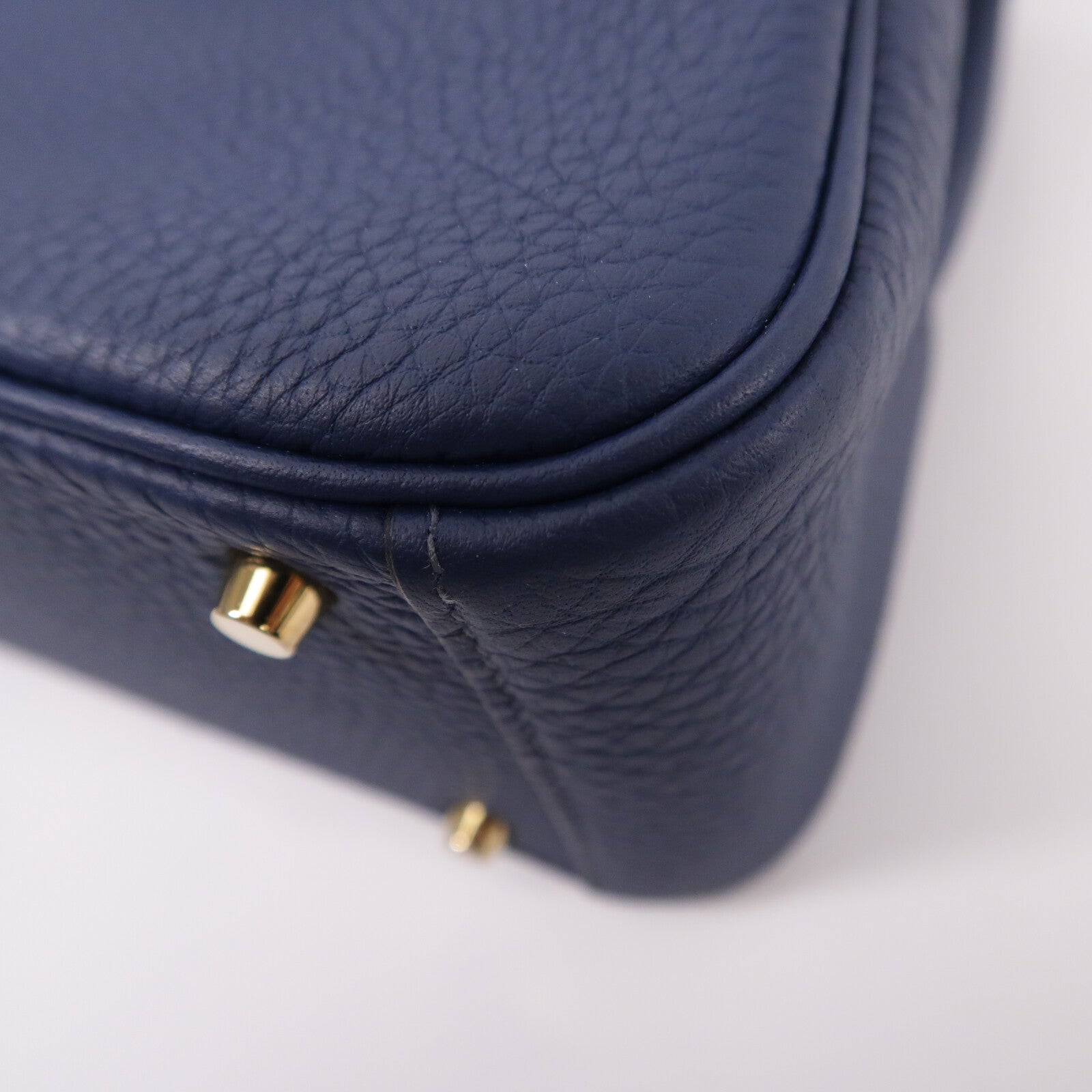 HERMES Clemence皮革Mini Lindy手挽肩背兩用袋Bleu De Prusse