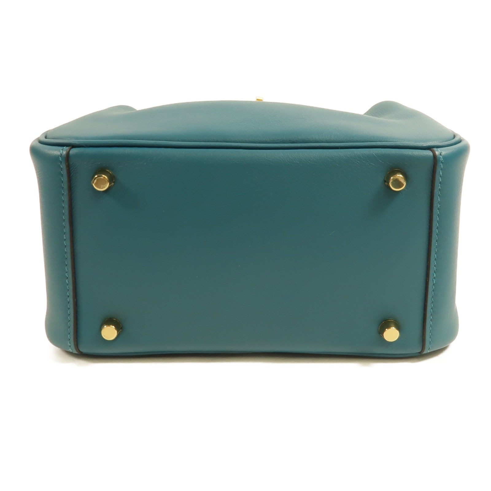 HERMES Swift皮革Mini Lindy金扣手挽肩背兩用袋Vert Bosphore