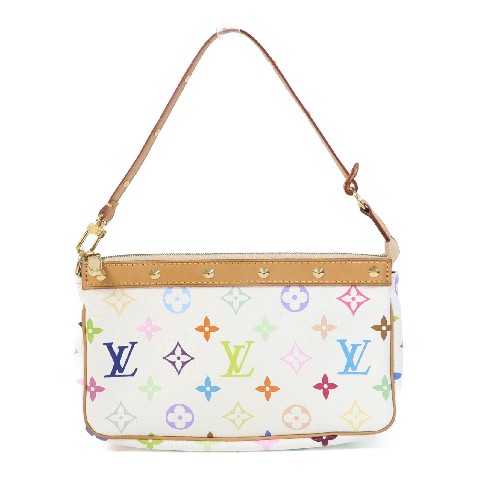 LOUIS VUITTON Monogram Multicolore Pochette Accessories金扣手拿包白色/彩色