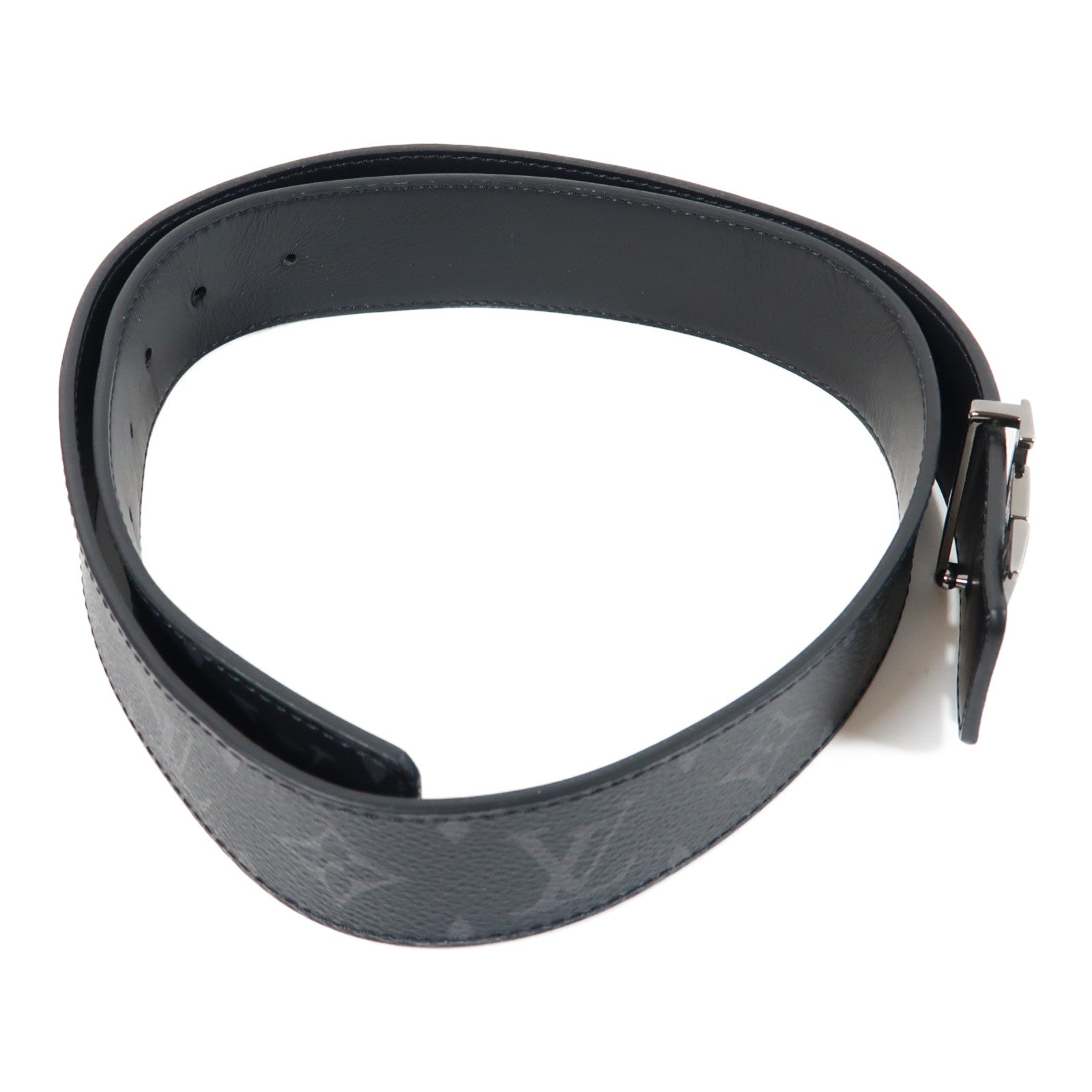 LOUIS VUITTON Monogram Eclipse Initiales 40MM Reversible Belt銀扣皮帶