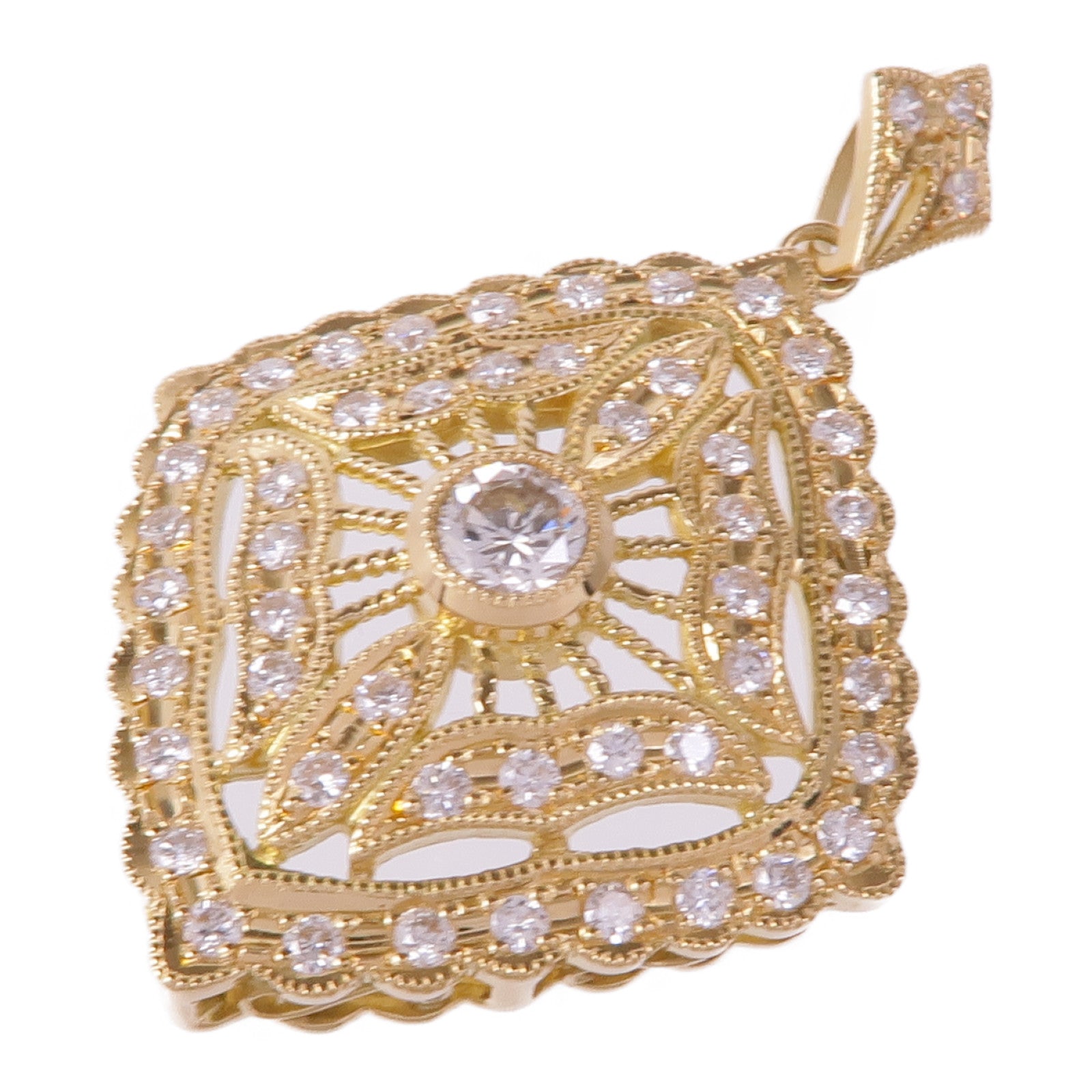 JEWELRY 18K黃金Diamond Pendant Top鑽石吊墜