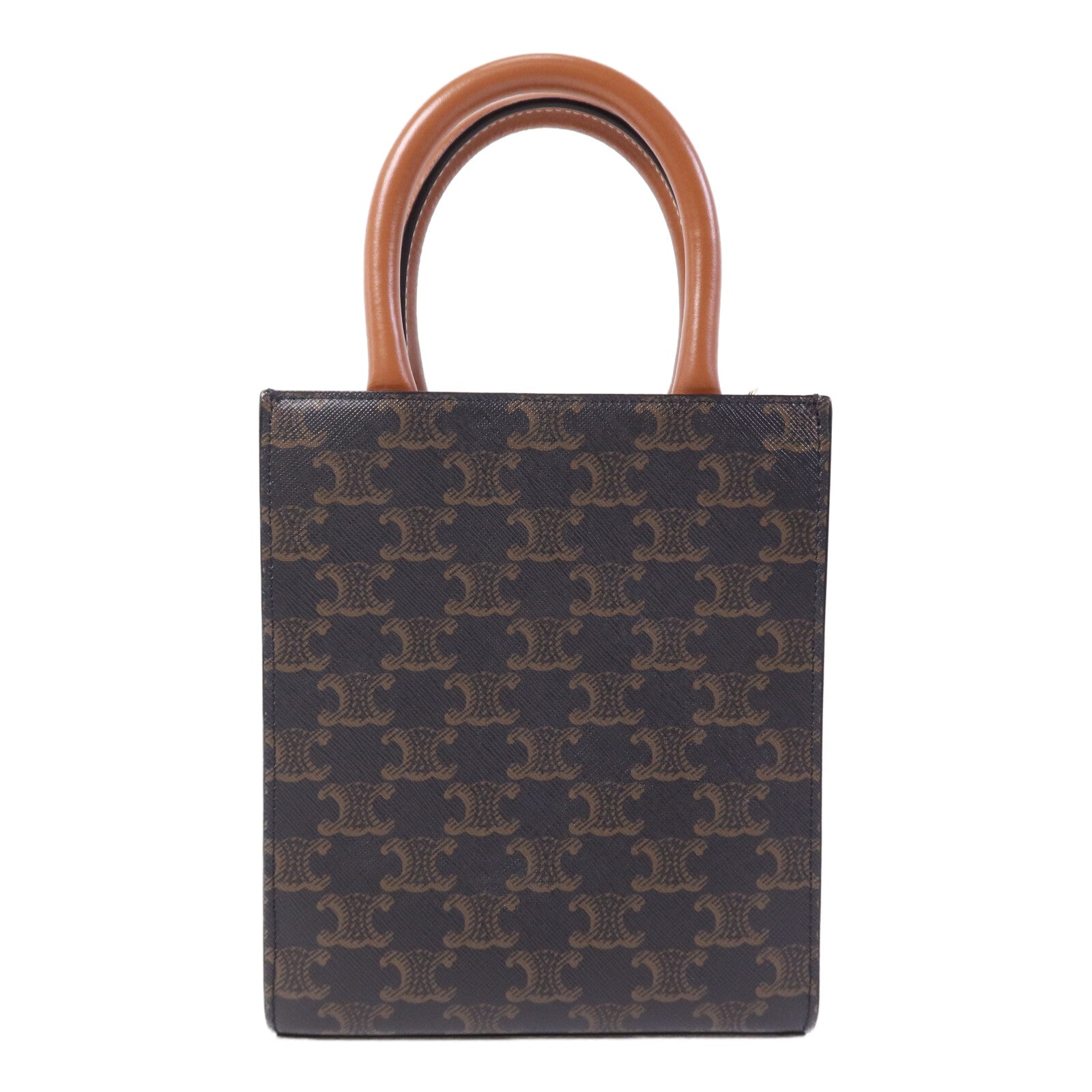 CELINE 塗層帆布Mini Triomphe Cabas Vertical金扣手挽肩背兩用袋