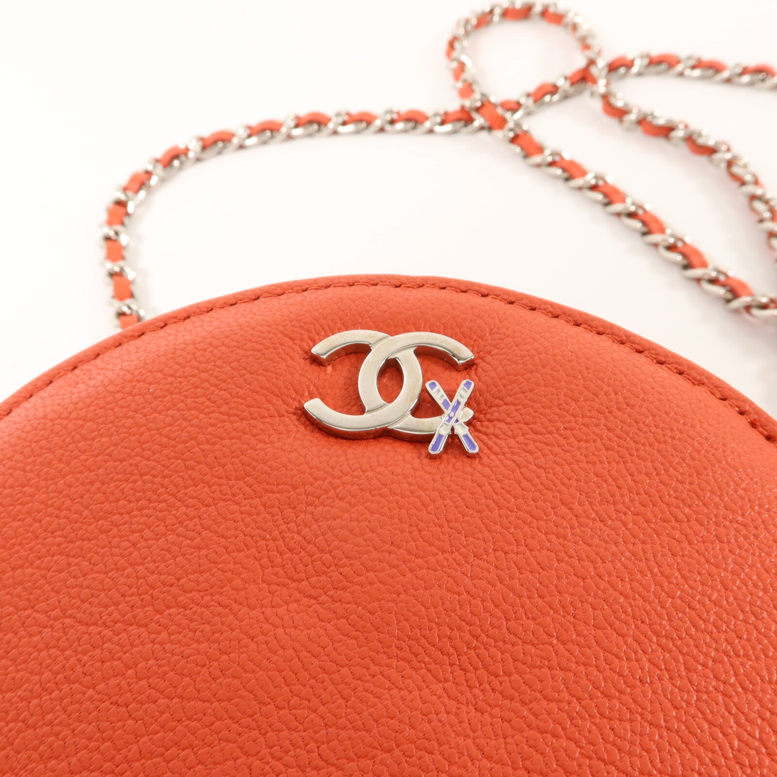 CHANEL 牛皮皮革Round Bag With Chain鏈帶肩背袋