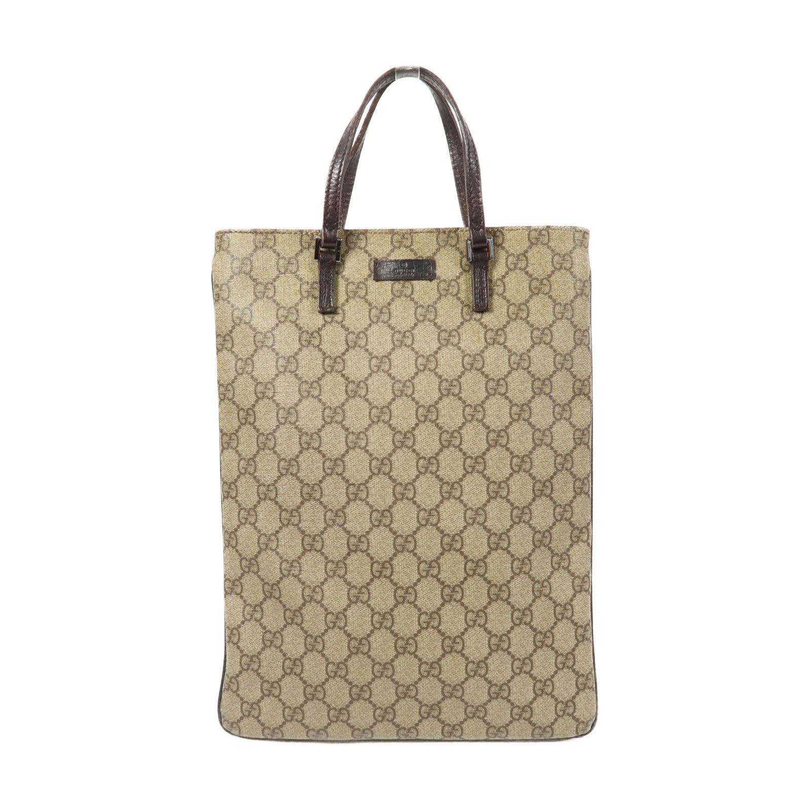 GUCCI 塗層帆布Tote Bag銀扣手挽袋啡色