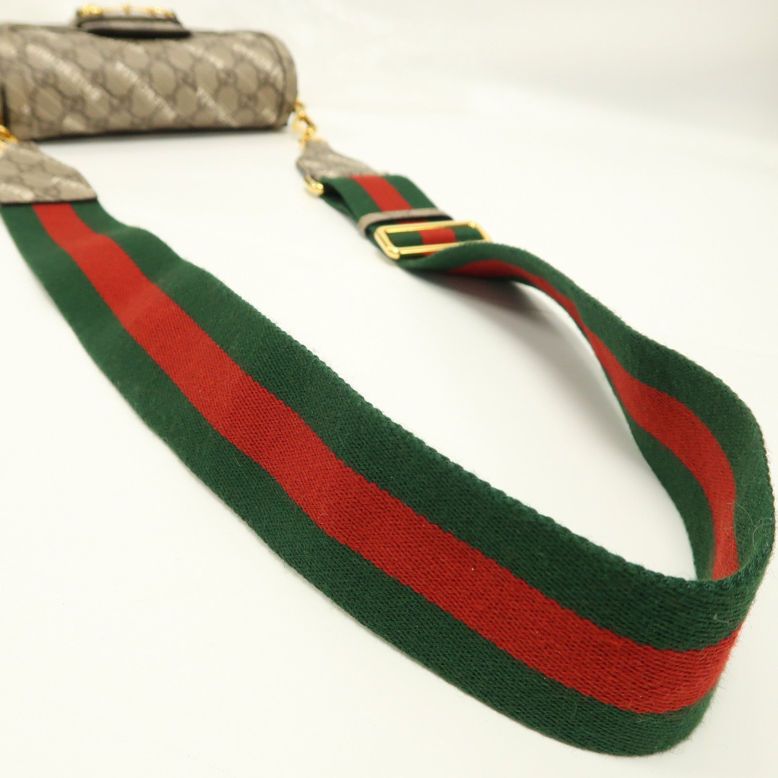 GUCCI 【激減優惠】塗層帆布Horsebit 1955 X Balenciaga金扣肩背袋啡色