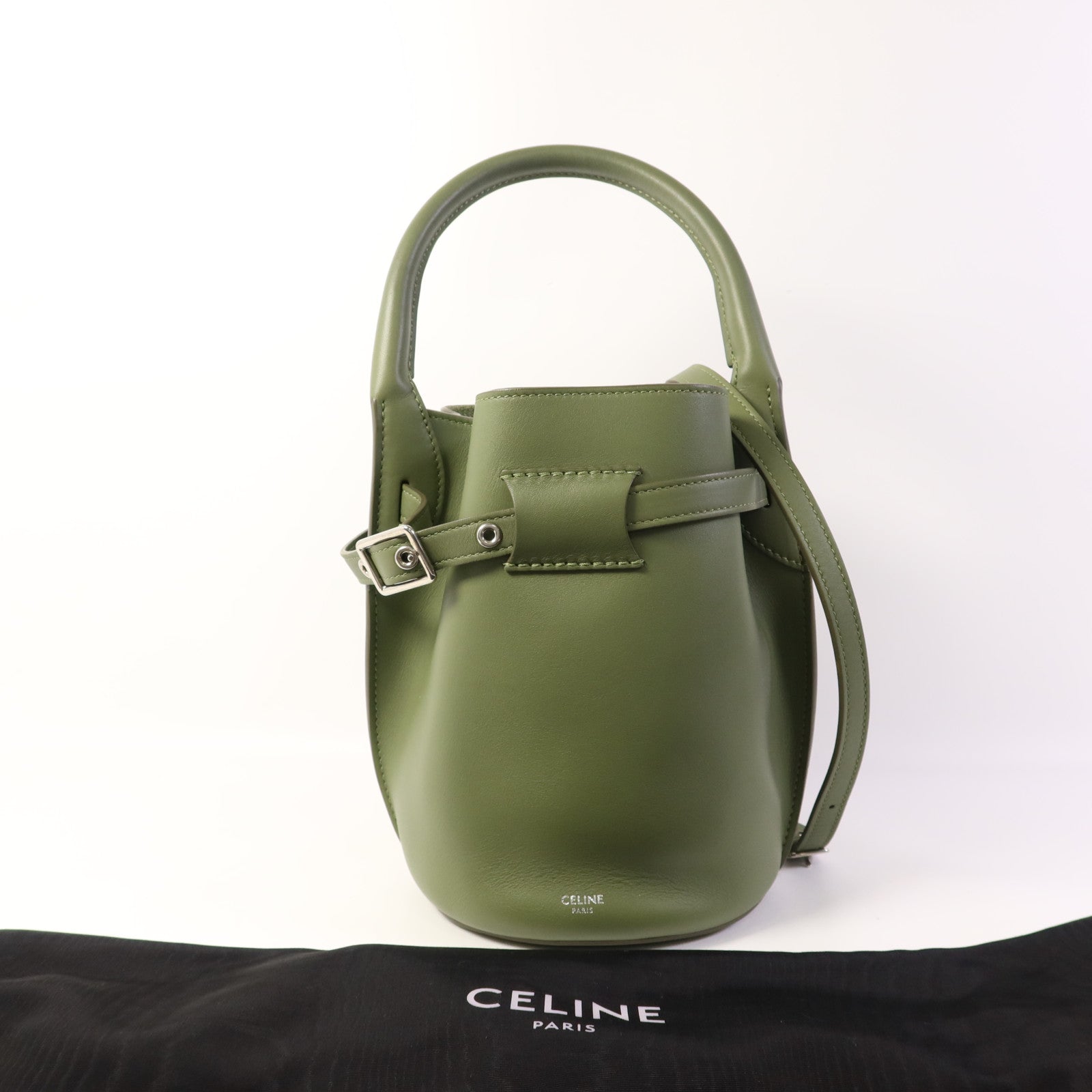 CELINE 牛皮皮革Nano Bucket銀扣手挽肩背兩用袋