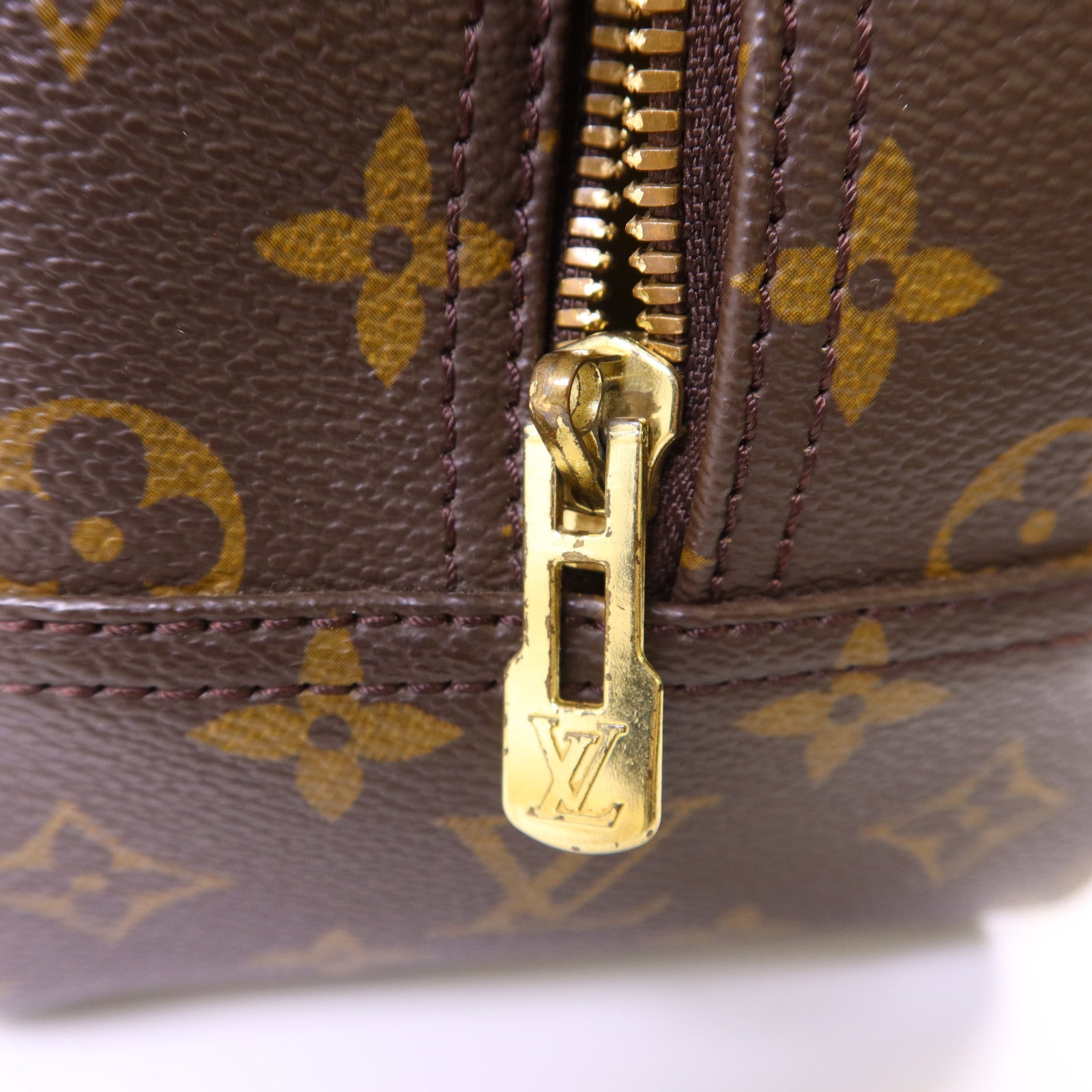 LOUIS VUITTON Monogram Deauville金扣手挽袋棕色
