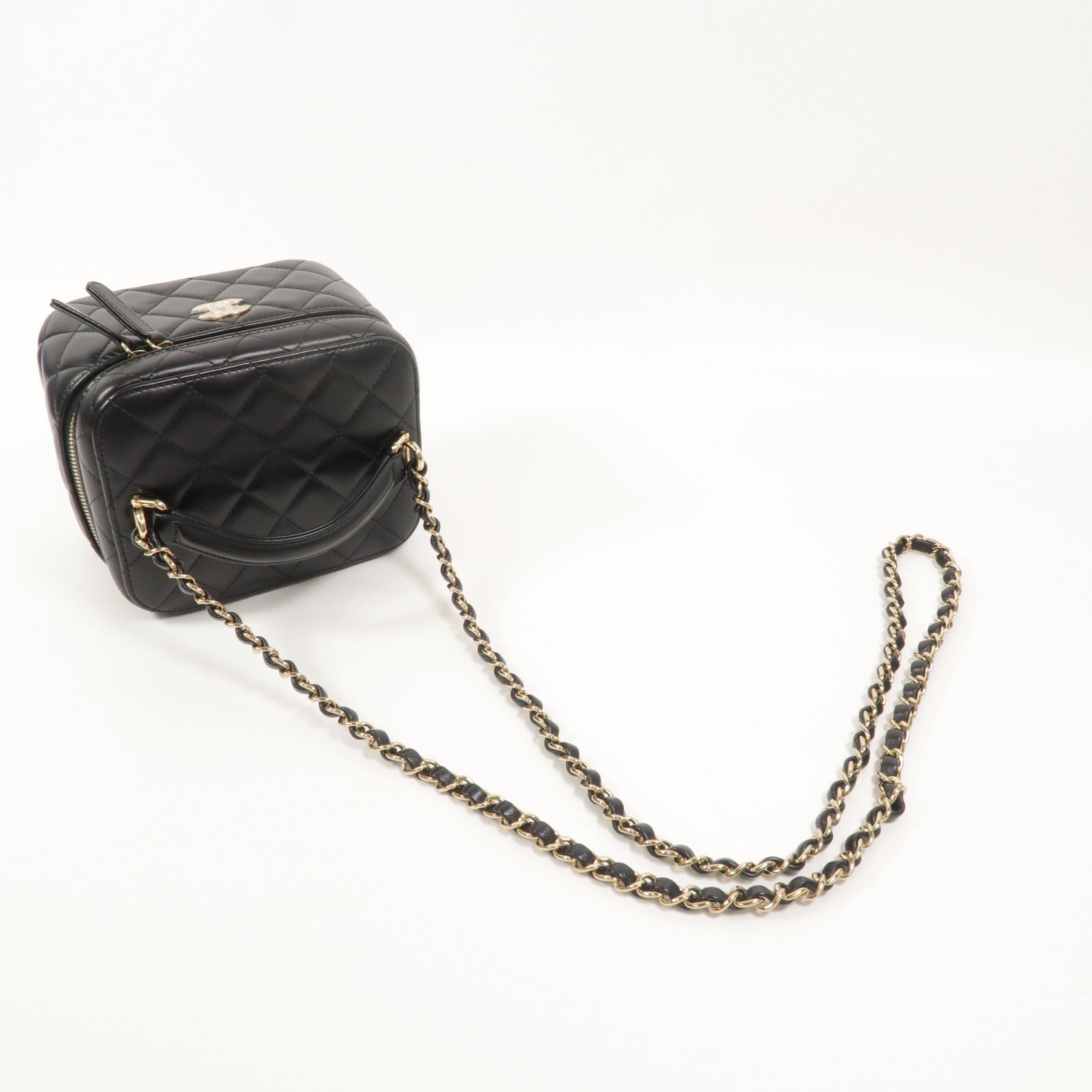 CHANEL 羊皮皮革Vanity Case With Top Handle鏈帶手挽肩背兩用袋