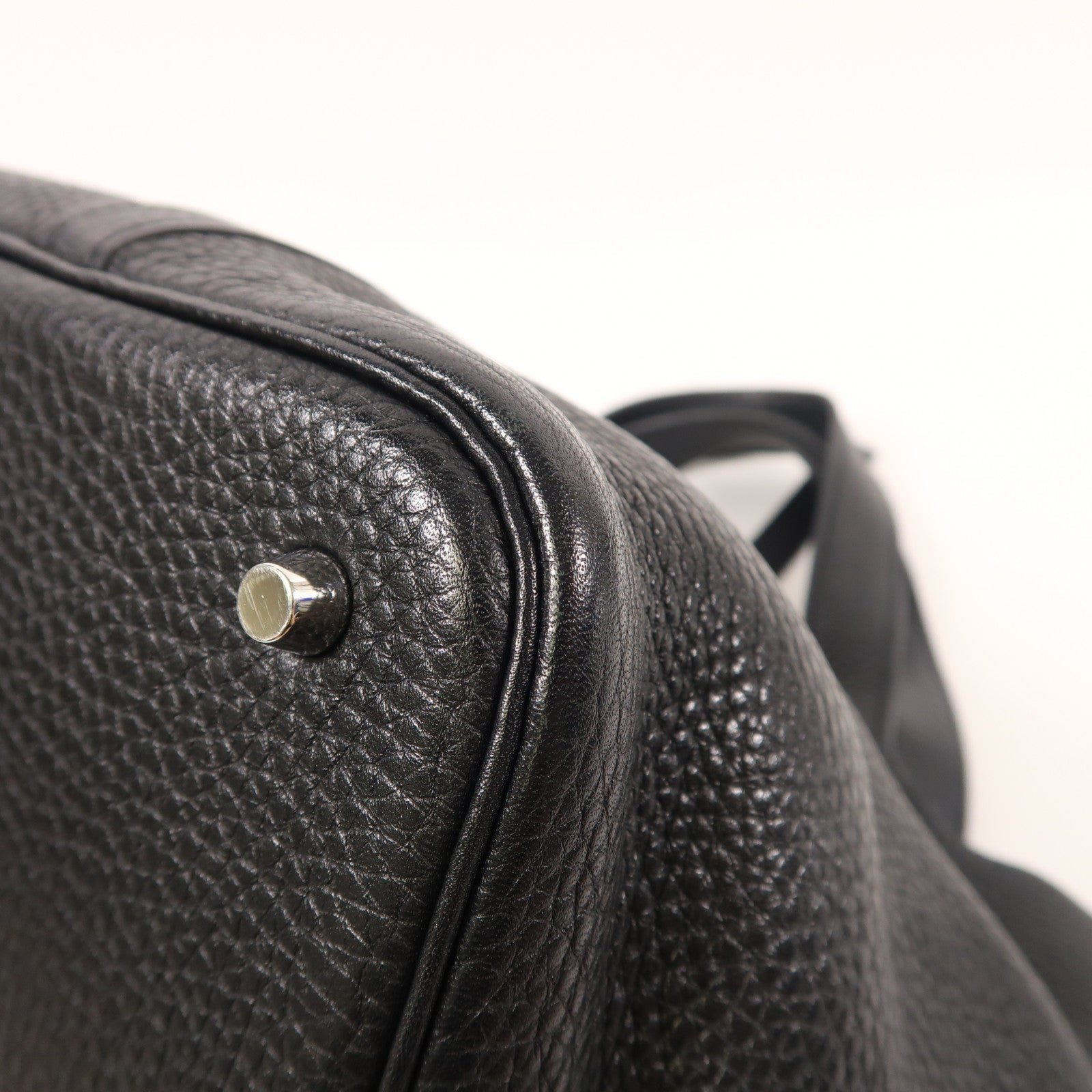 HERMES Clemence皮革Picotin MM銀扣手挽袋89 Noir