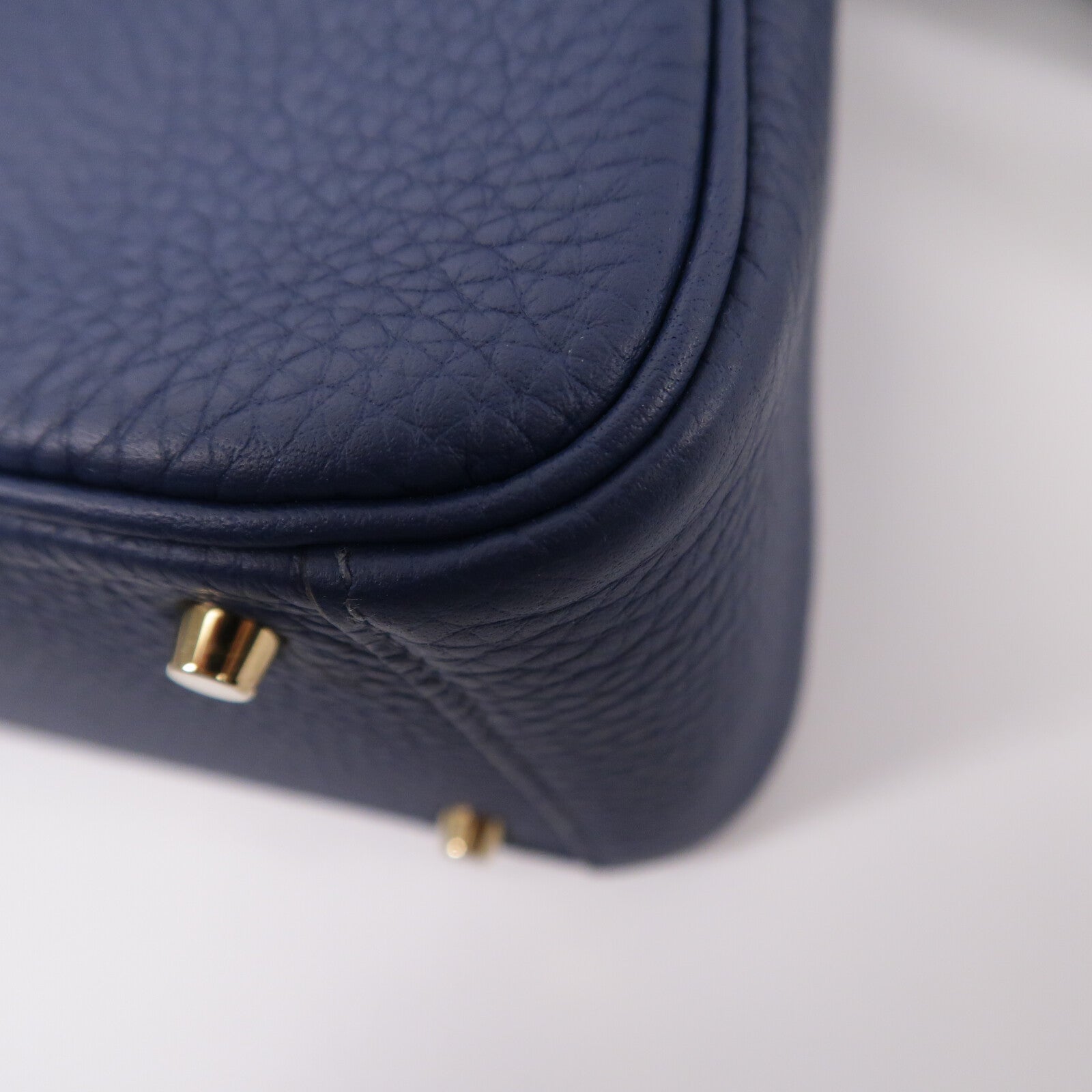 HERMES Clemence皮革Mini Lindy手挽肩背兩用袋Bleu De Prusse