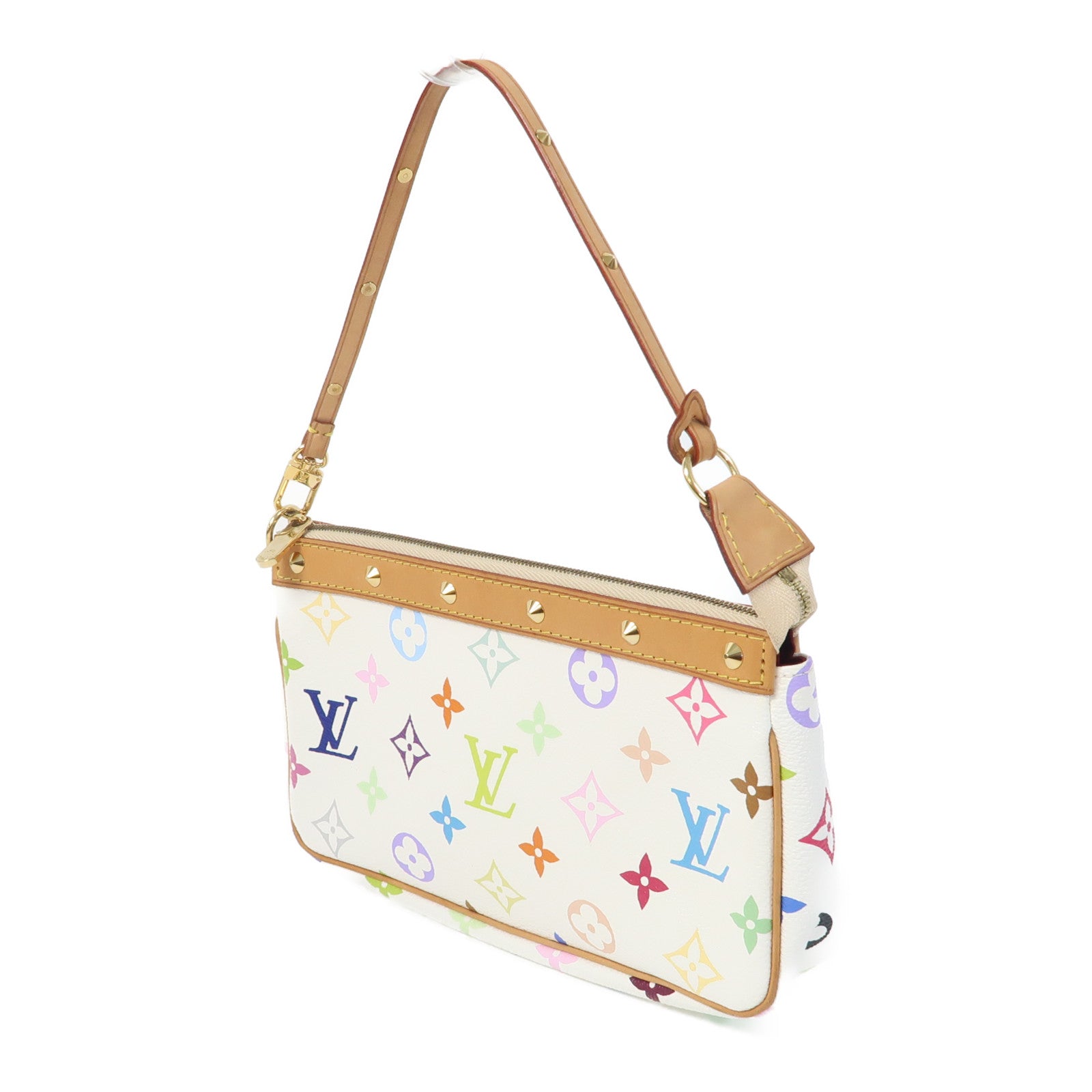 LOUIS VUITTON Monogram Multicolore Pochette Accessories金扣手拿包白色/彩色