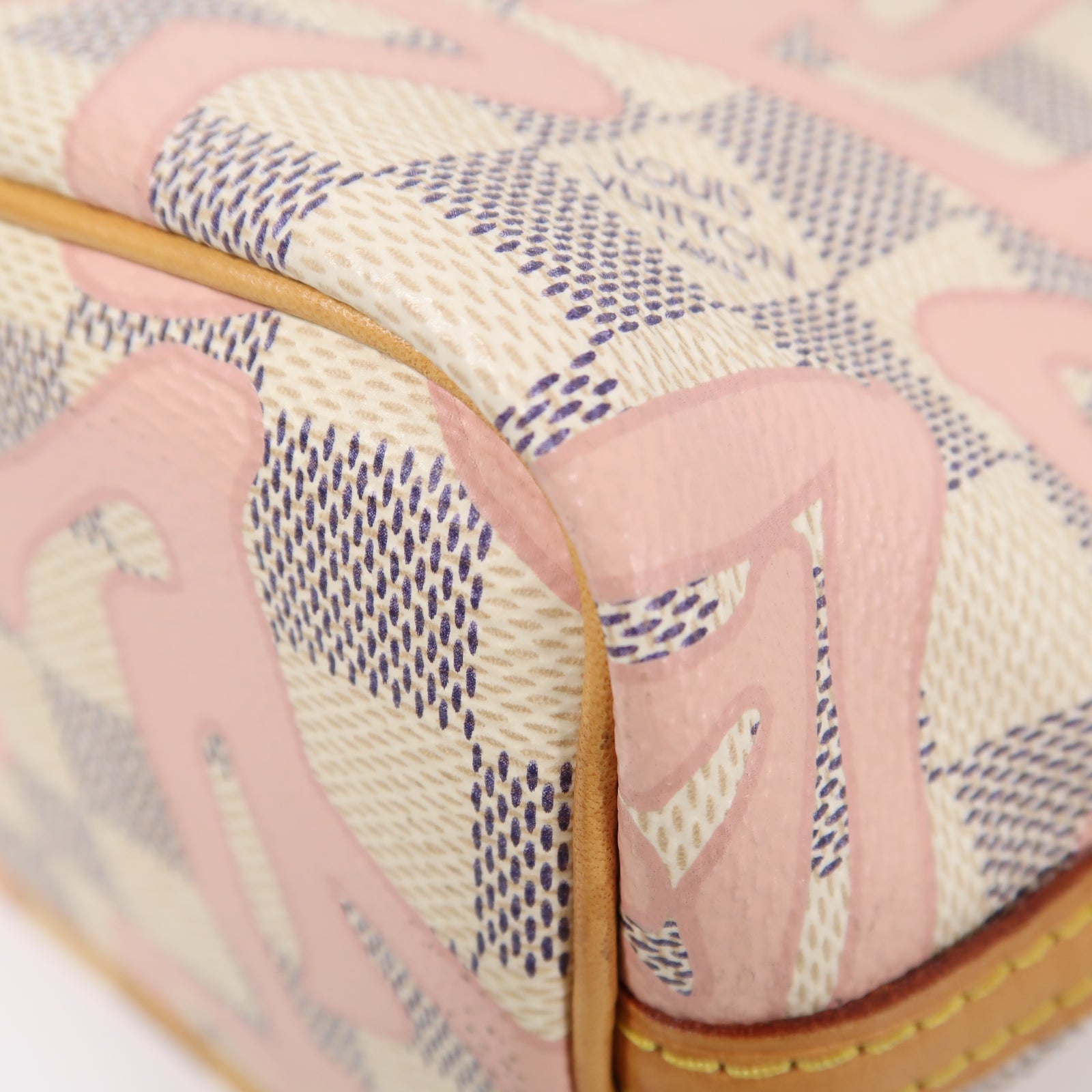LOUIS VUITTON 【激減優惠】Damier Nano Noe金扣肩背袋白色/粉紅色