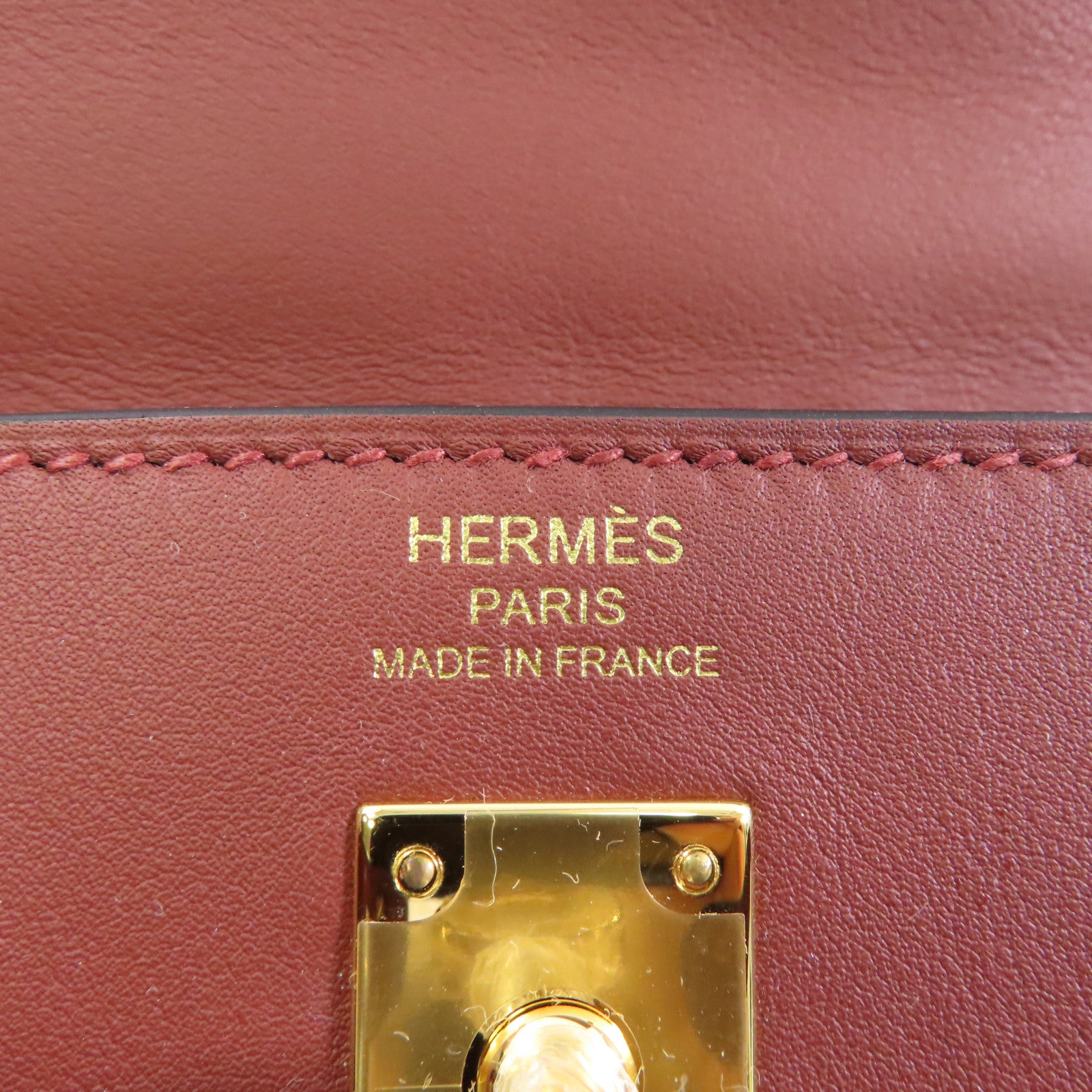 HERMES 【激減優惠】Swift皮革Kelly Moove金扣肩背袋Rouge/棕色